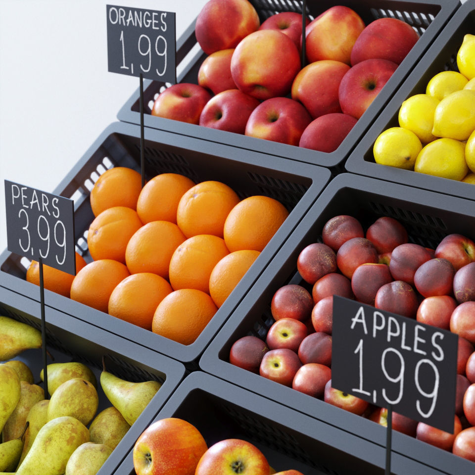 Fruit display rack 3D model_2