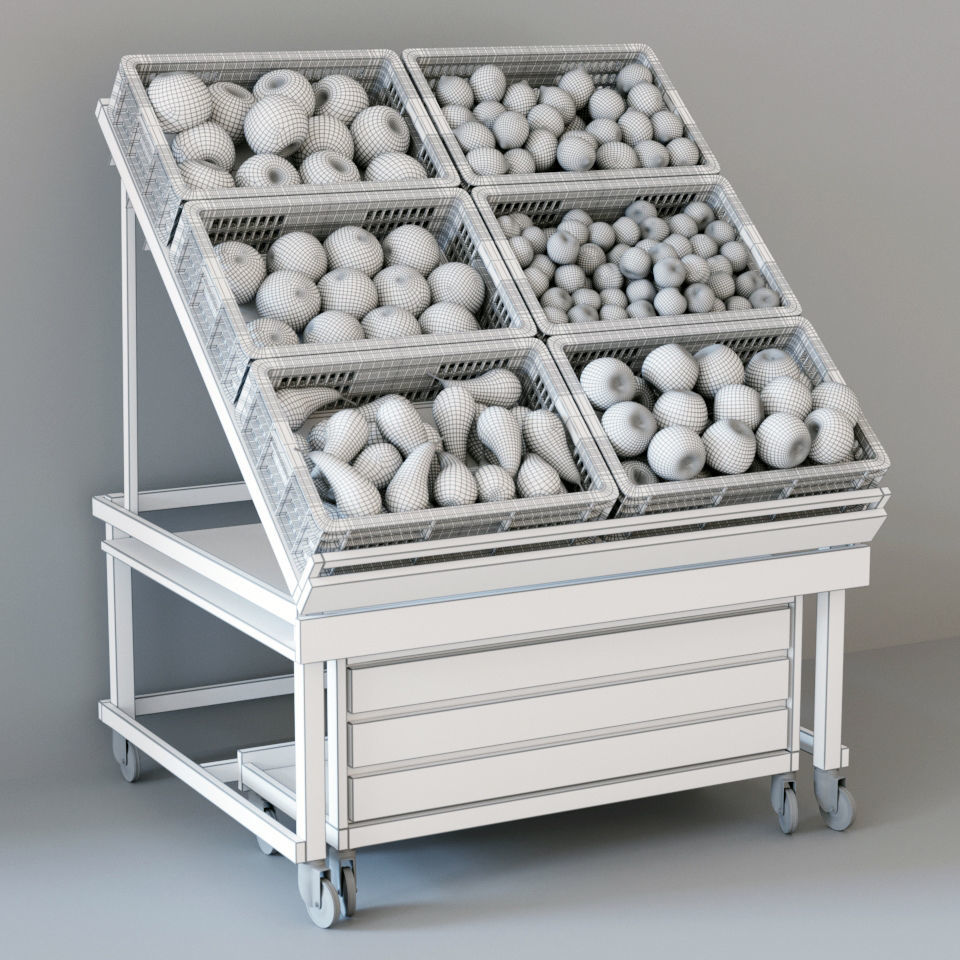 Fruit display rack 3D model_4