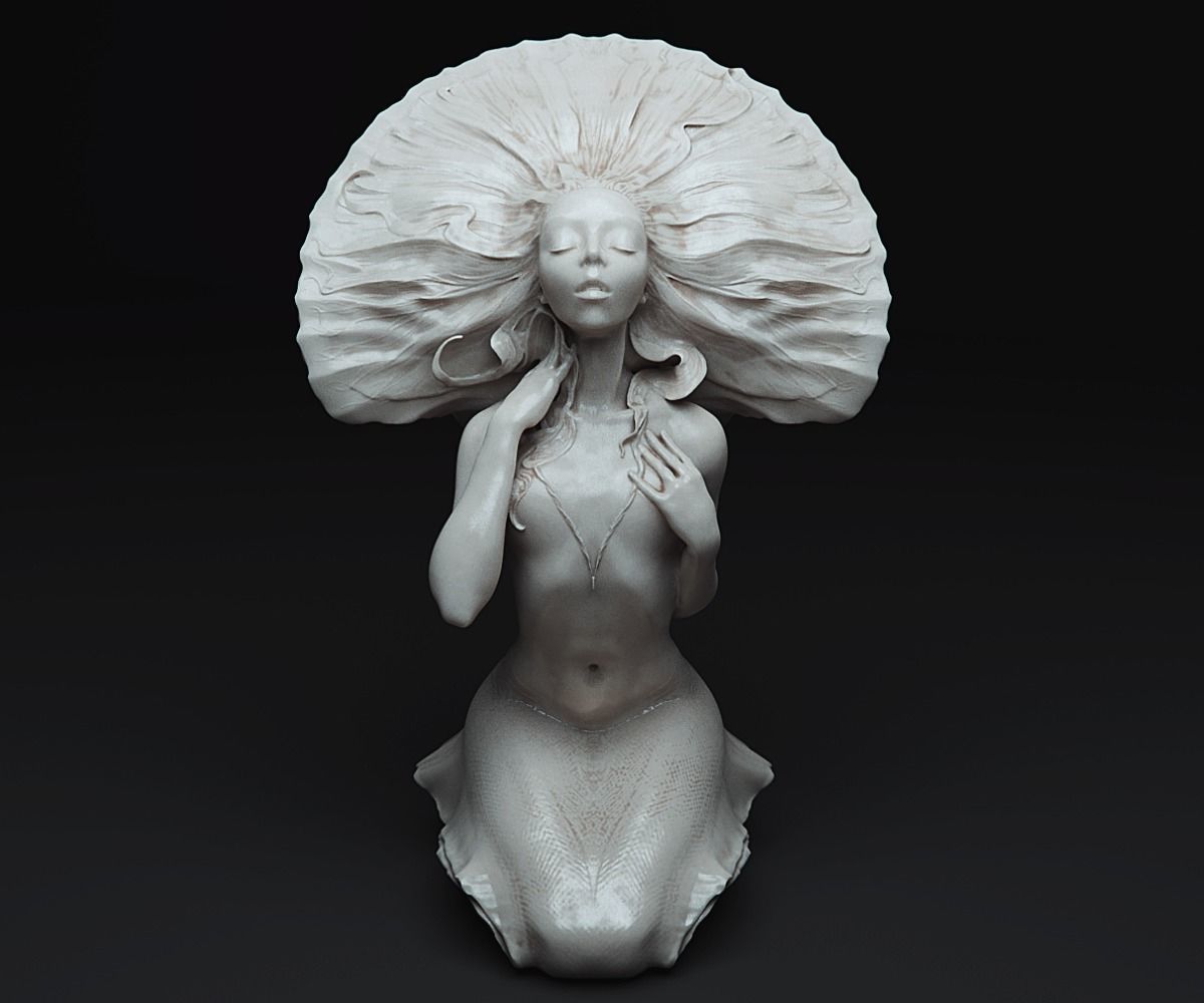Mermaid Bathing 3D print model_4