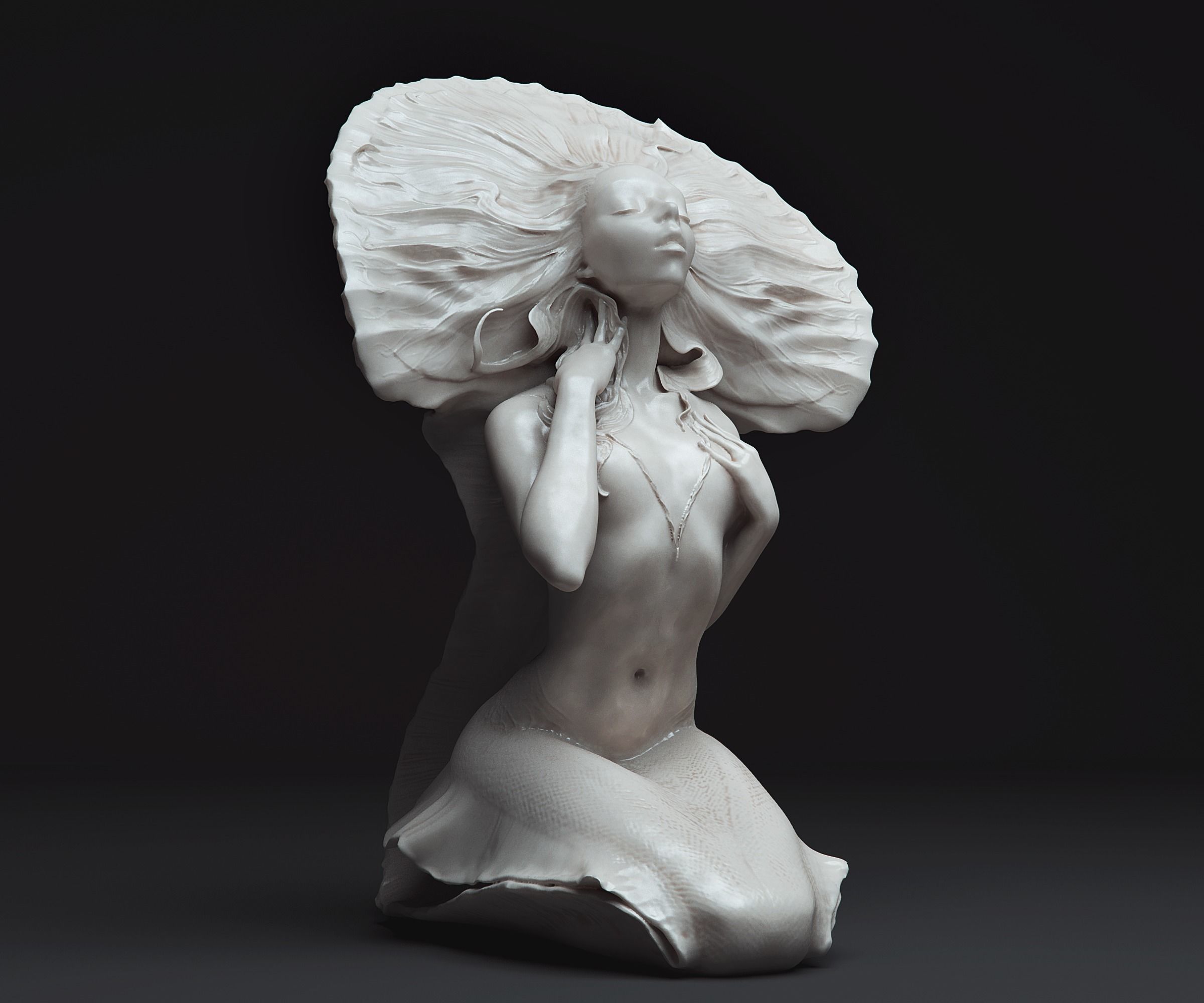 Mermaid Bathing 3D print model_3