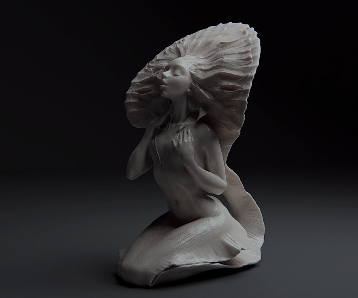 Mermaid Bathing 3D print model_0