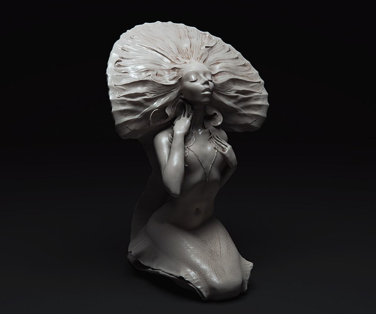 Mermaid Bathing 3D print model_2