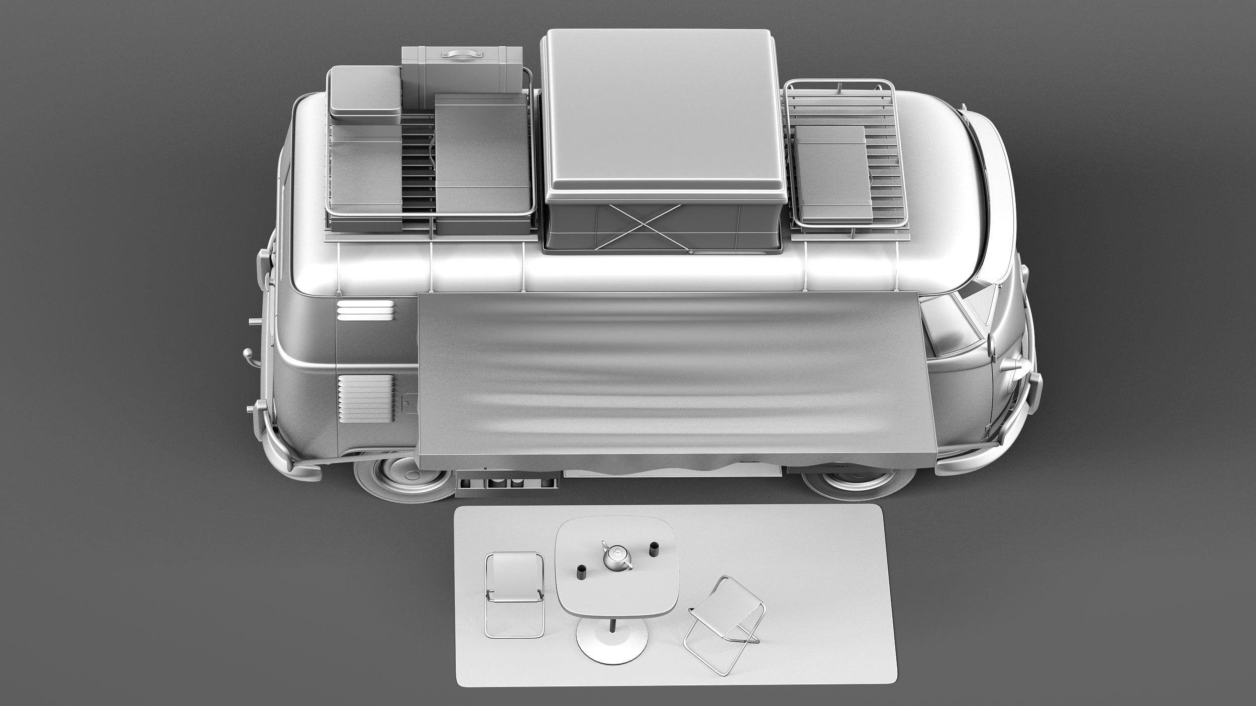 Volkswagen Camper Van Open Roof 1950  3D model_15