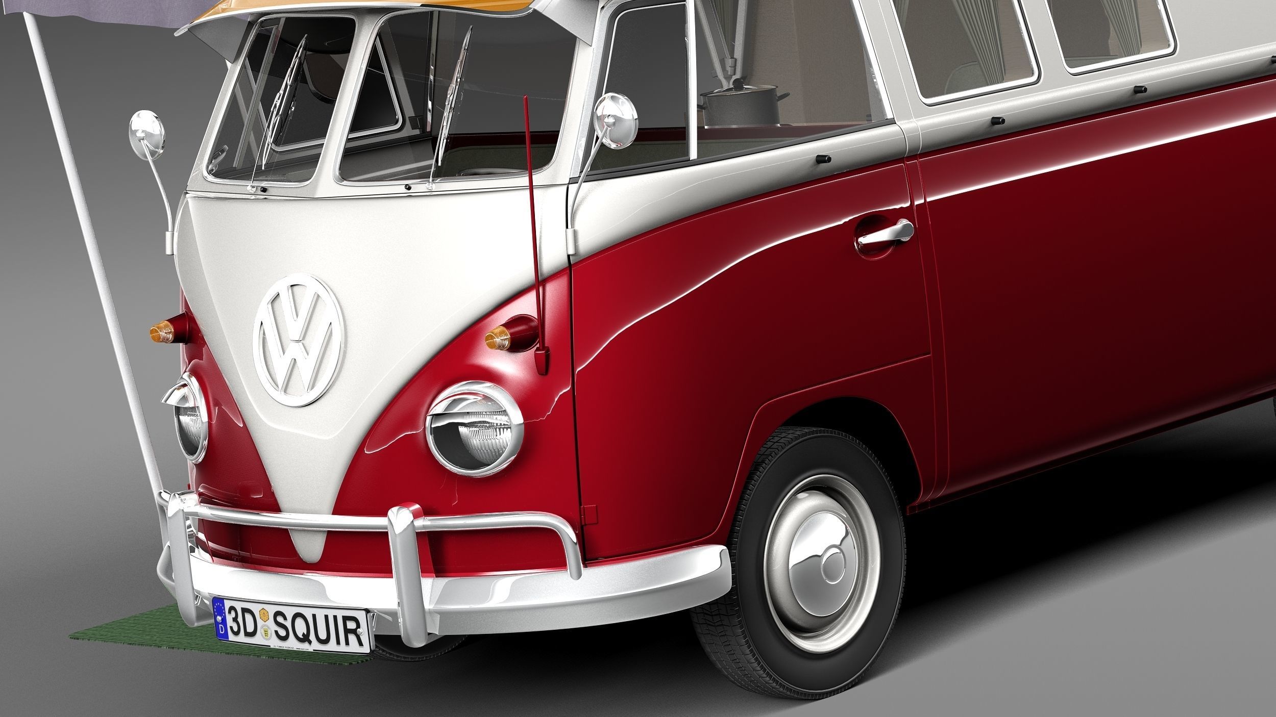 Volkswagen Camper Van Open Roof 1950  3D model_2
