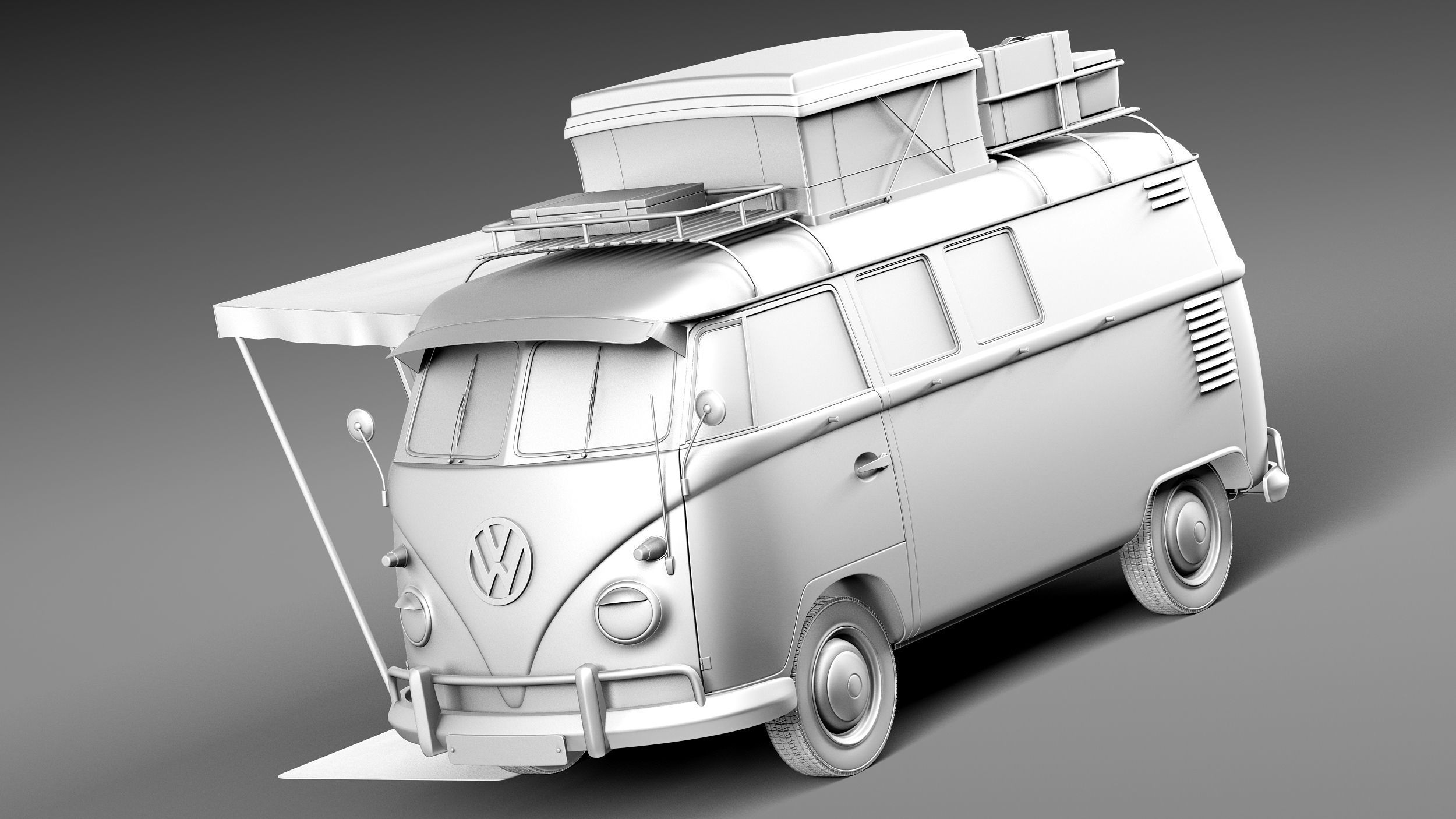 Volkswagen Camper Van Open Roof 1950  3D model_8