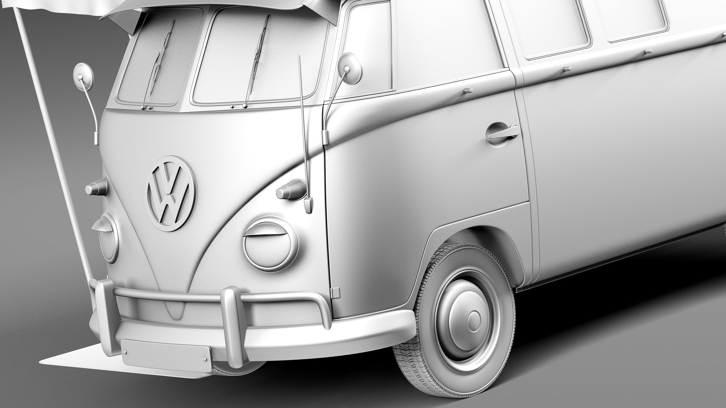 Volkswagen Camper Van Open Roof 1950  3D model_10