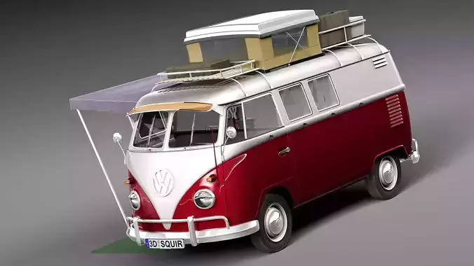 Volkswagen Camper Van Open Roof 1950  3D model