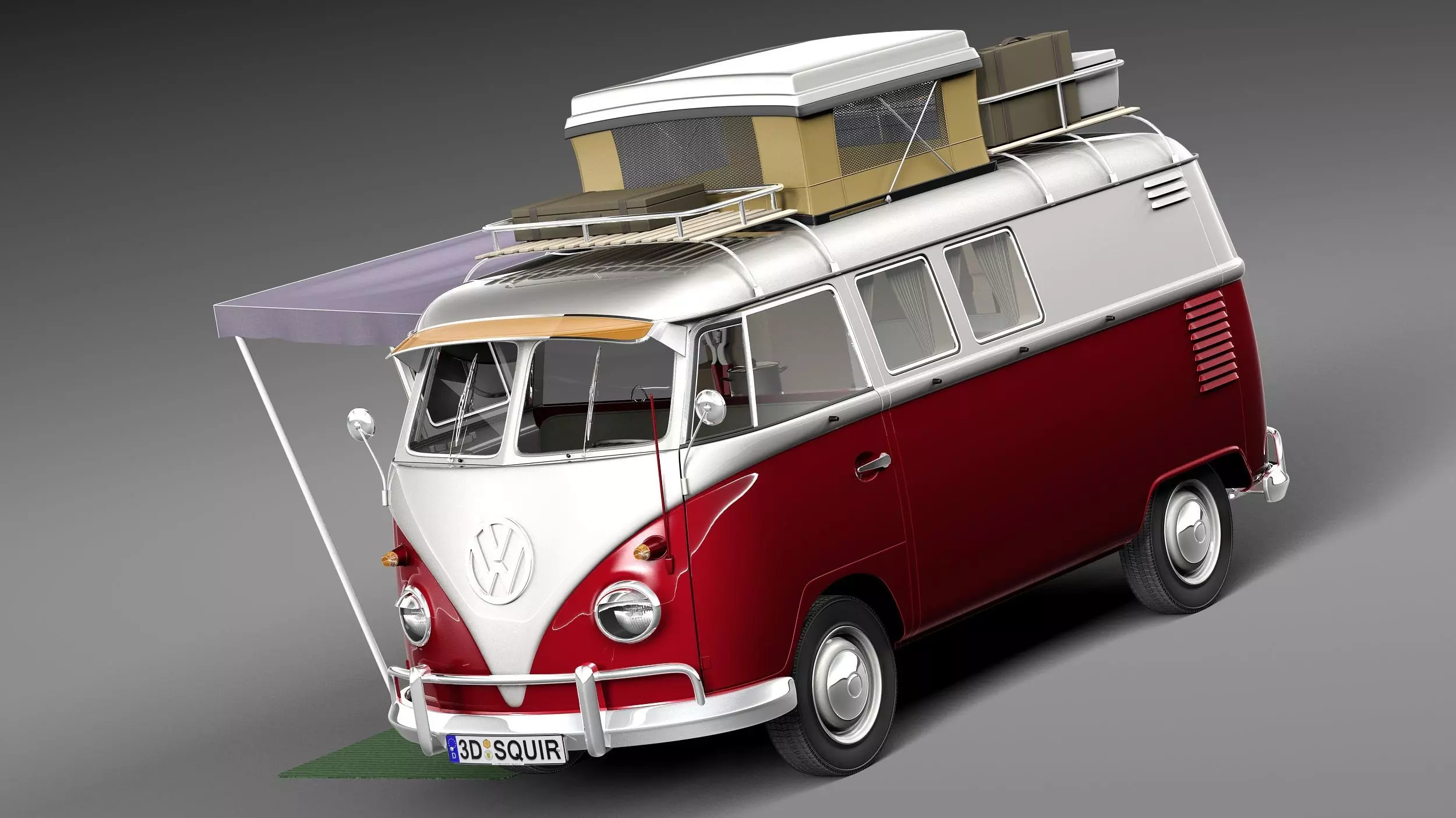 Volkswagen Camper Van Open Roof 1950  3D model_0
