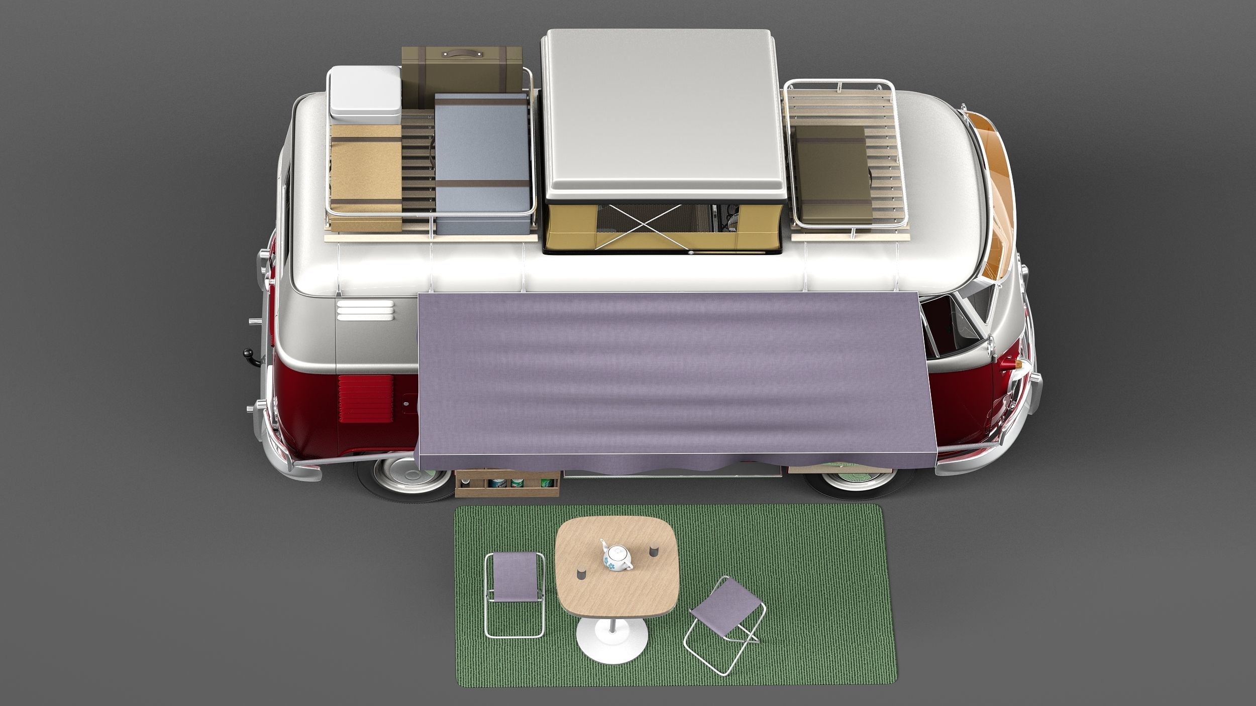 Volkswagen Camper Van Open Roof 1950  3D model_7