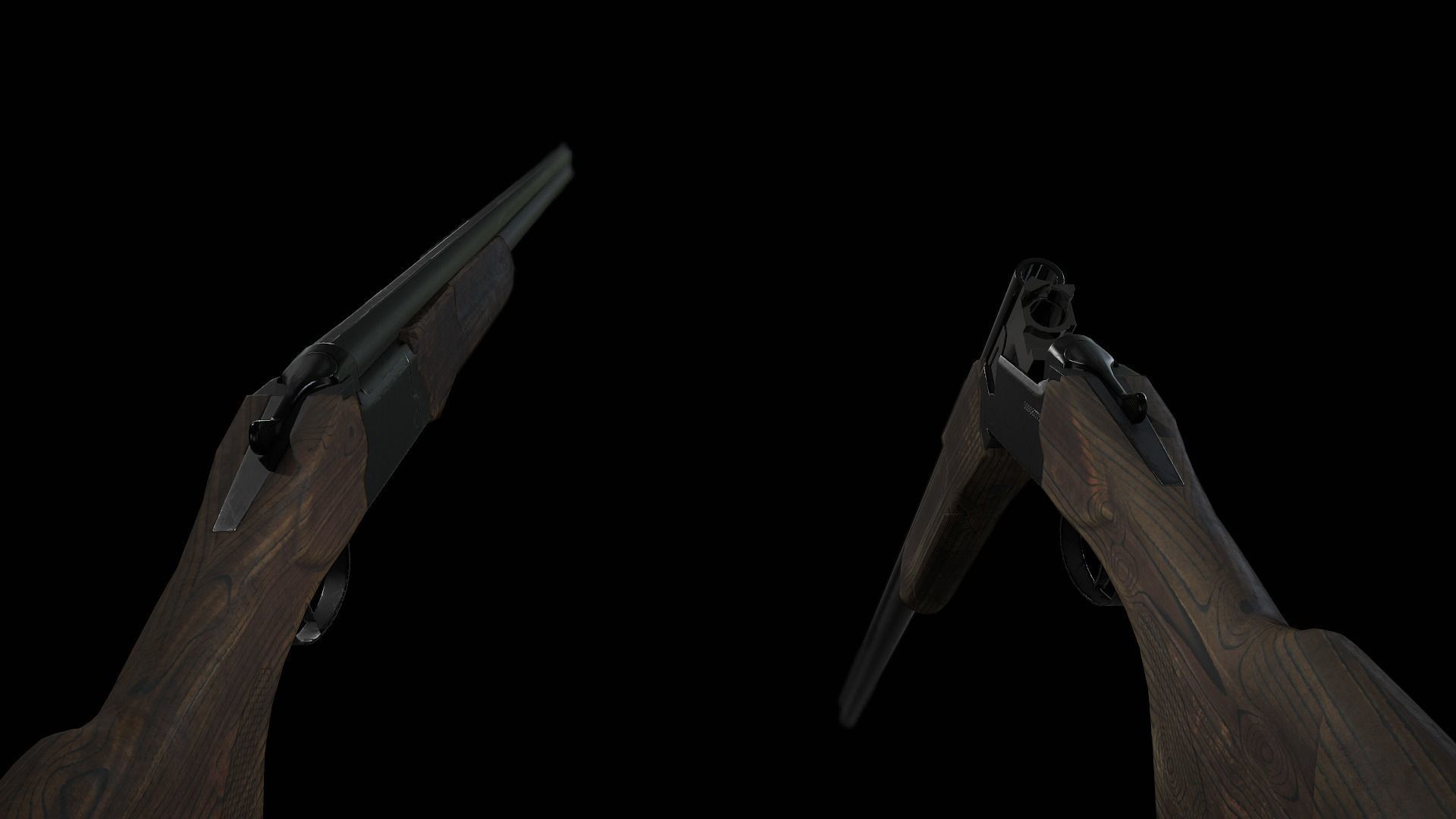 Double-barrel shotgun Low-poly 3D model_2