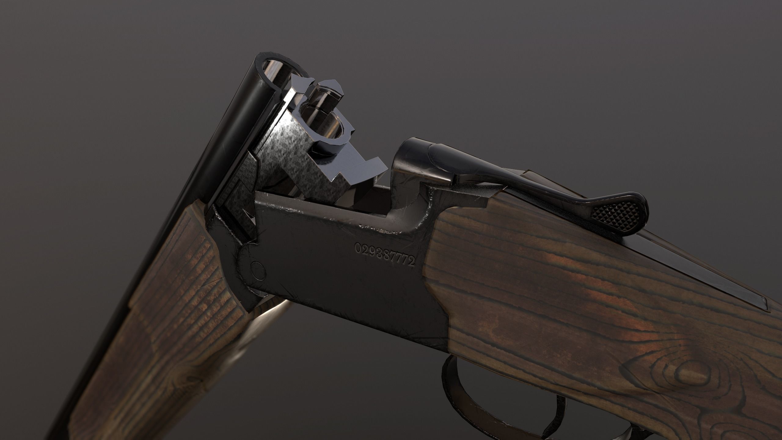 Double-barrel shotgun Low-poly 3D model_3
