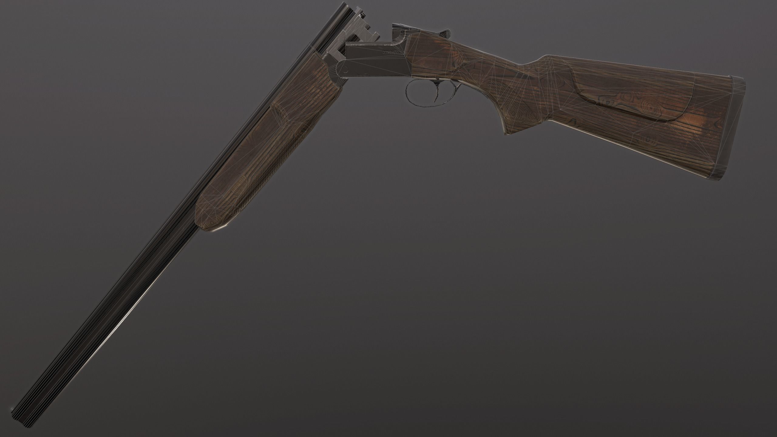 Double-barrel shotgun Low-poly 3D model_4