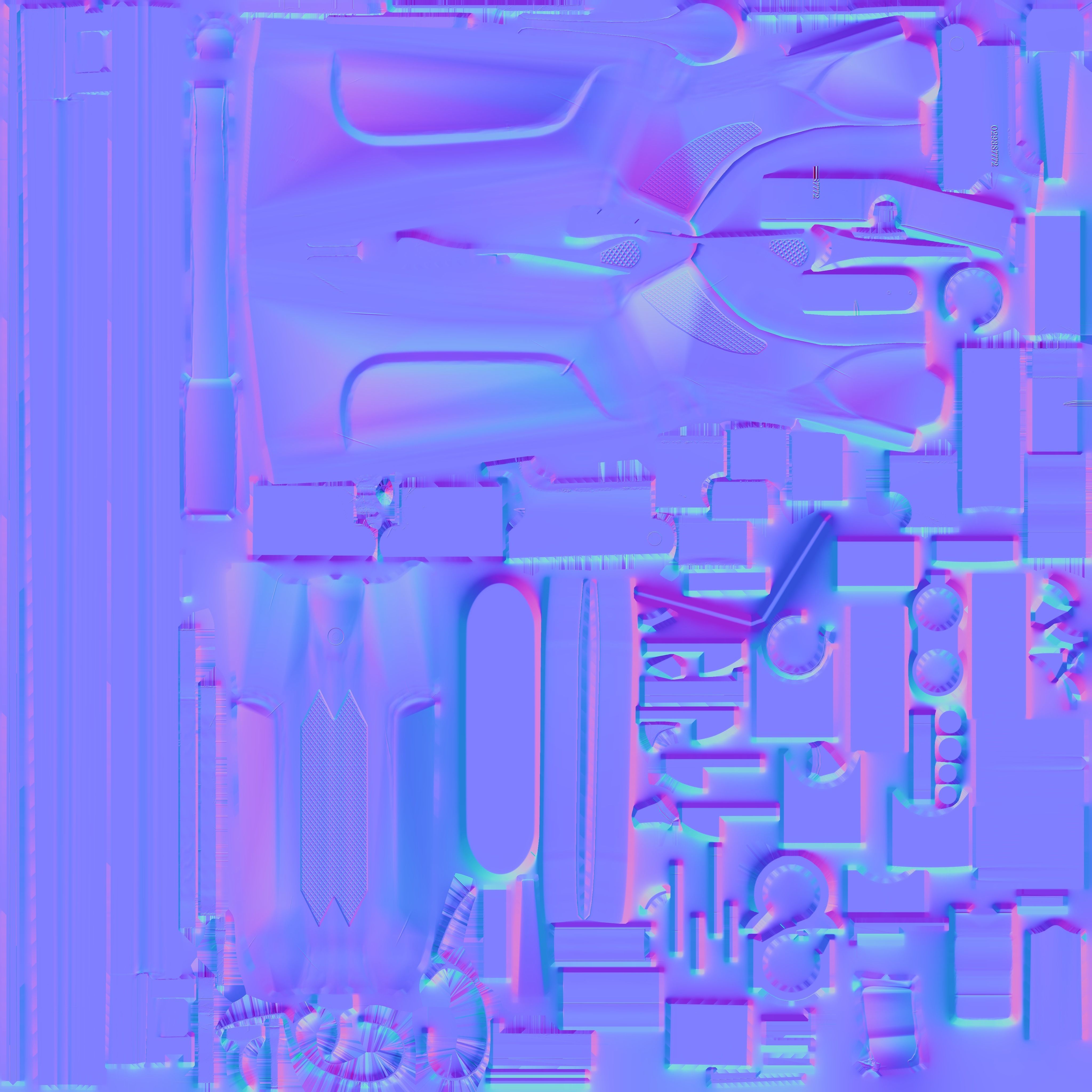 Double-barrel shotgun Low-poly 3D model_7