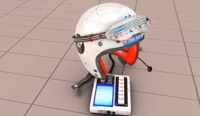 FM Stereo Headset Helmet SciFi 3D model