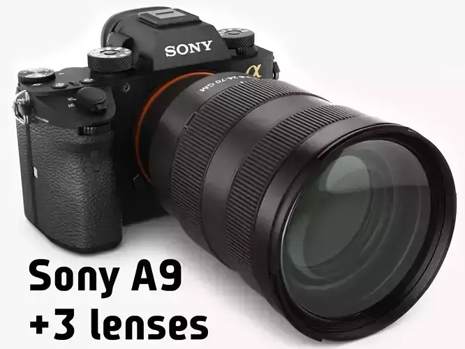 Sony Alpha 9 with three lenses