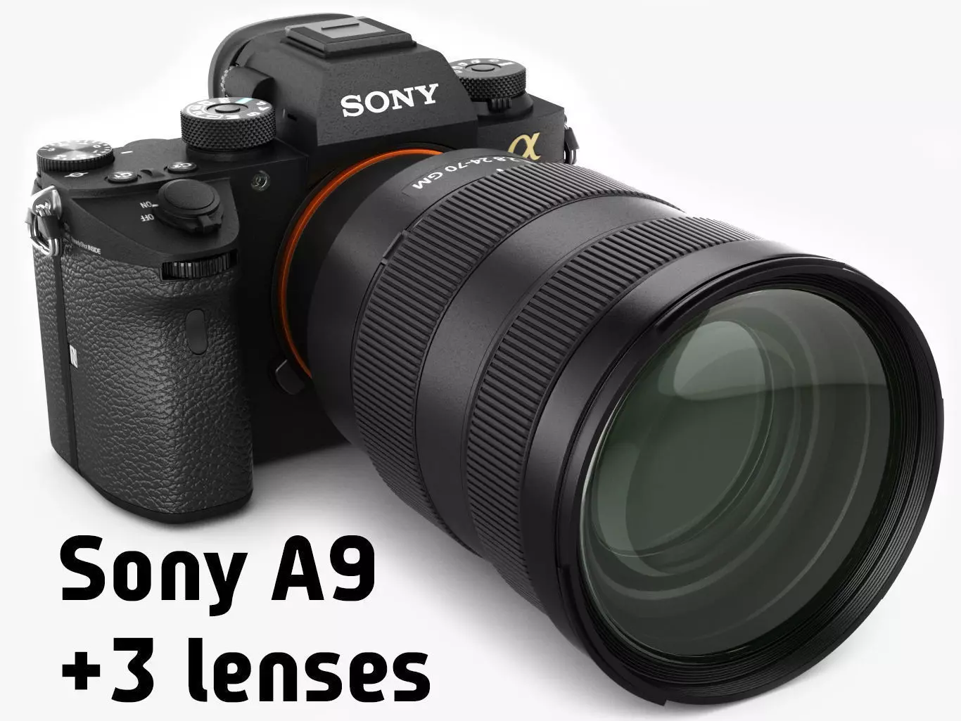 Sony Alpha 9 with three lenses 3D model