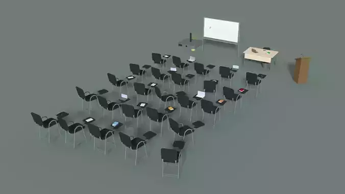 Low Poly Office Conference Hall Low-poly 3D model