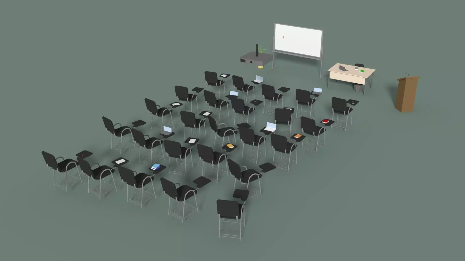 Low Poly Office Conference Hall Low-poly 3D model
