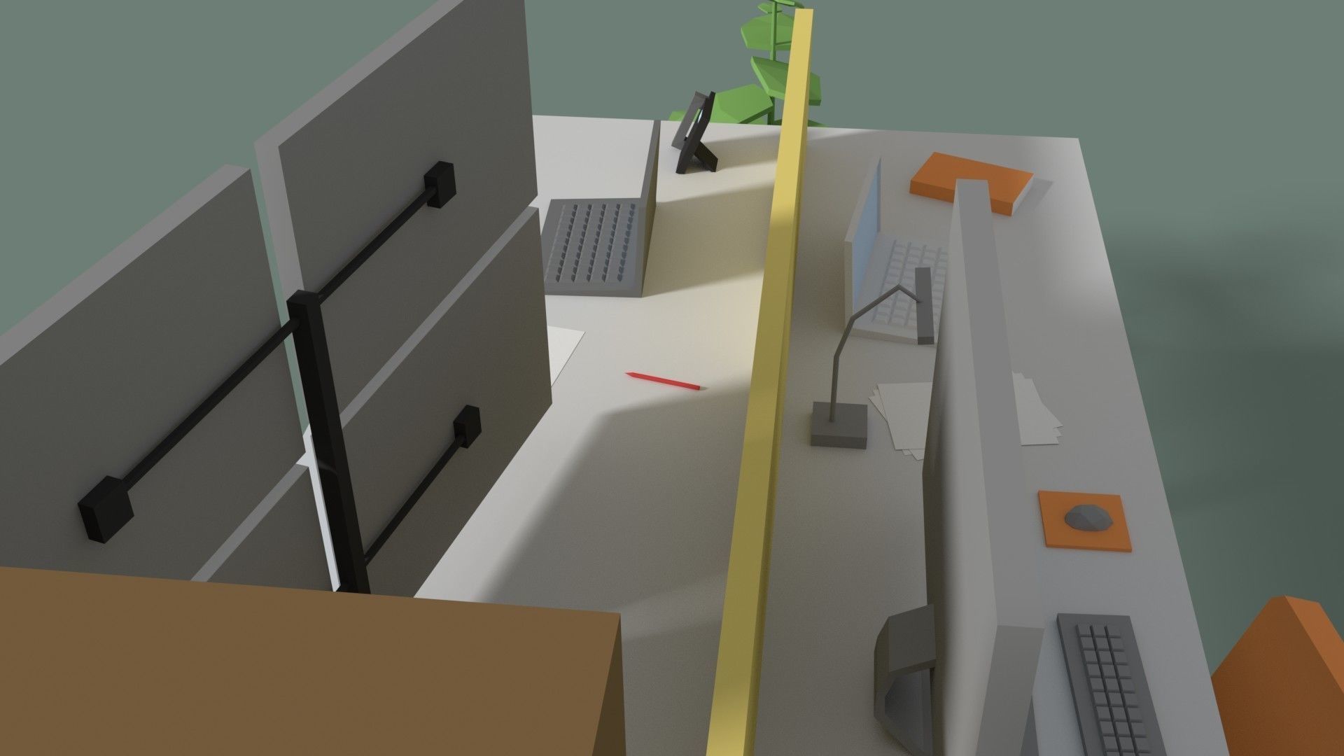 Low Poly Cartoony Office Desk 2 Low-poly 3D model_3