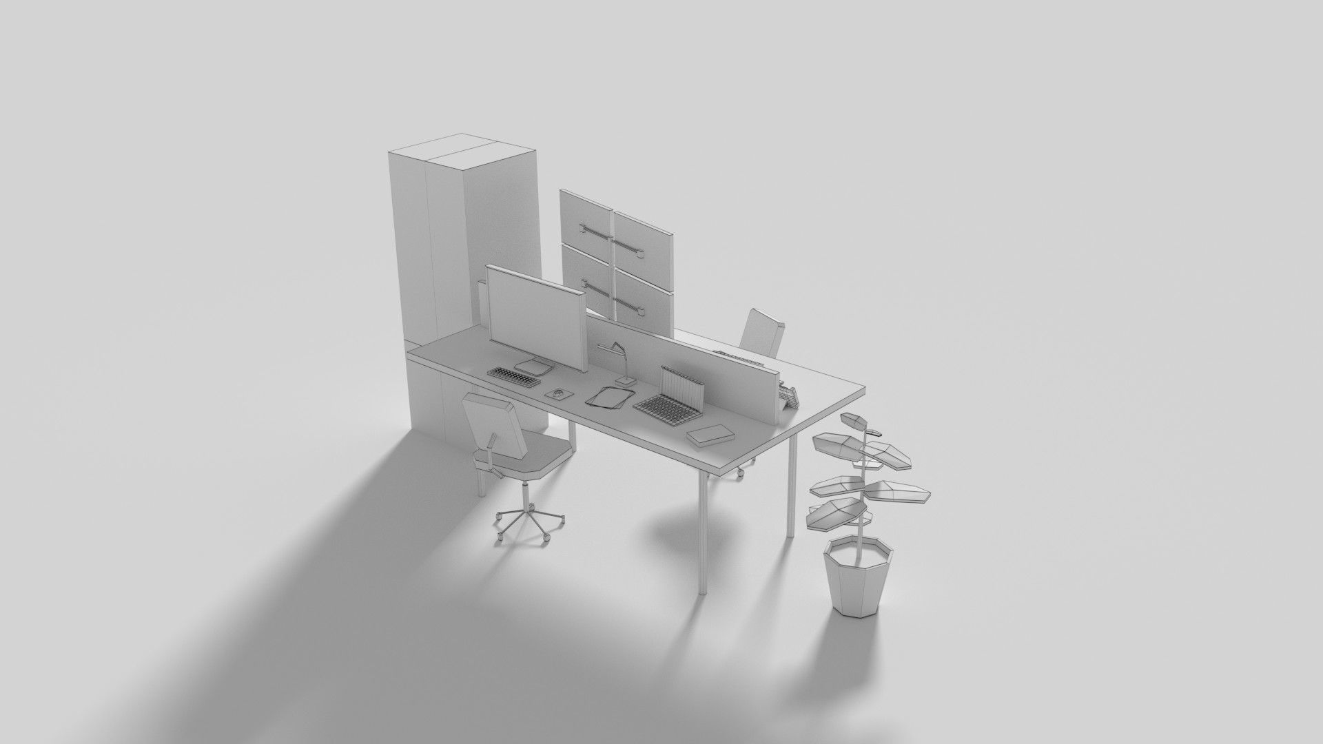 Low Poly Cartoony Office Desk 2 Low-poly 3D model_8