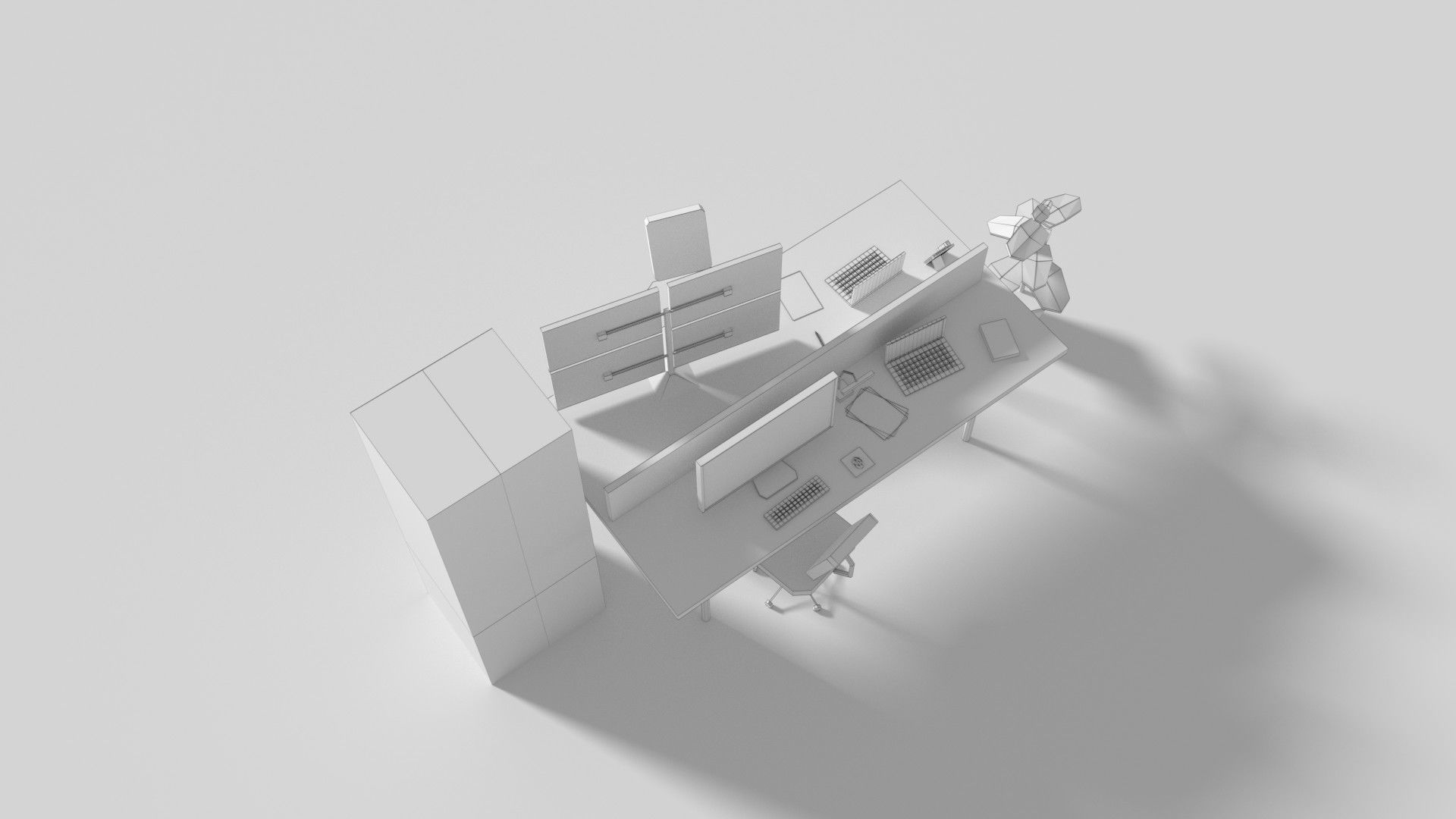 Low Poly Cartoony Office Desk 2 Low-poly 3D model_9