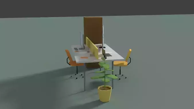 Low Poly Cartoony Office Desk 2 Low-poly 3D model