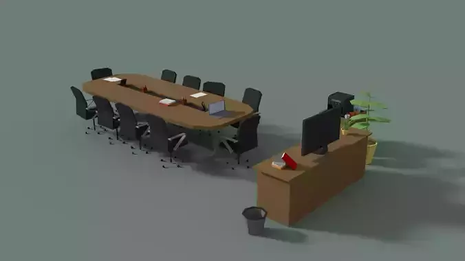Low Poly Meeting Room Low-poly 3D model