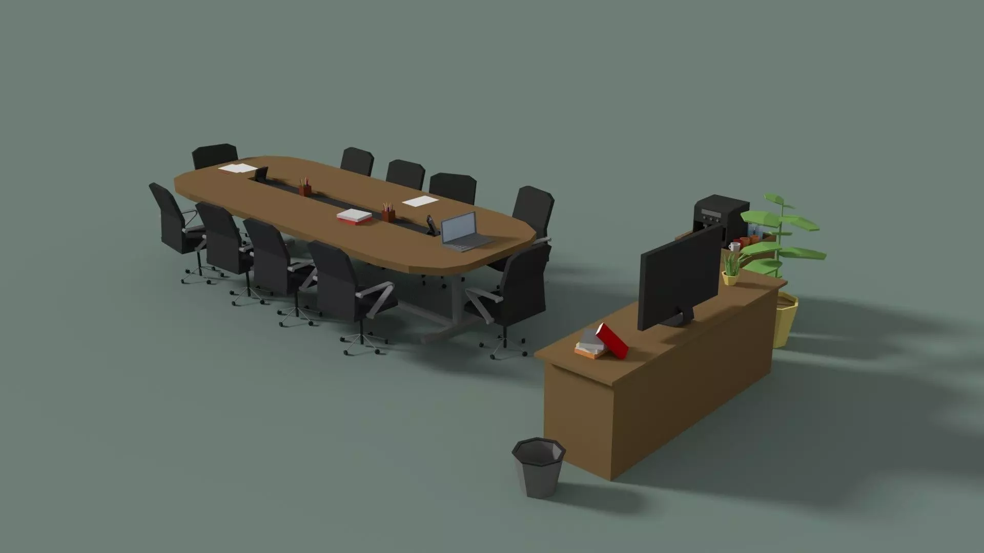 Low Poly Meeting Room Low-poly 3D model