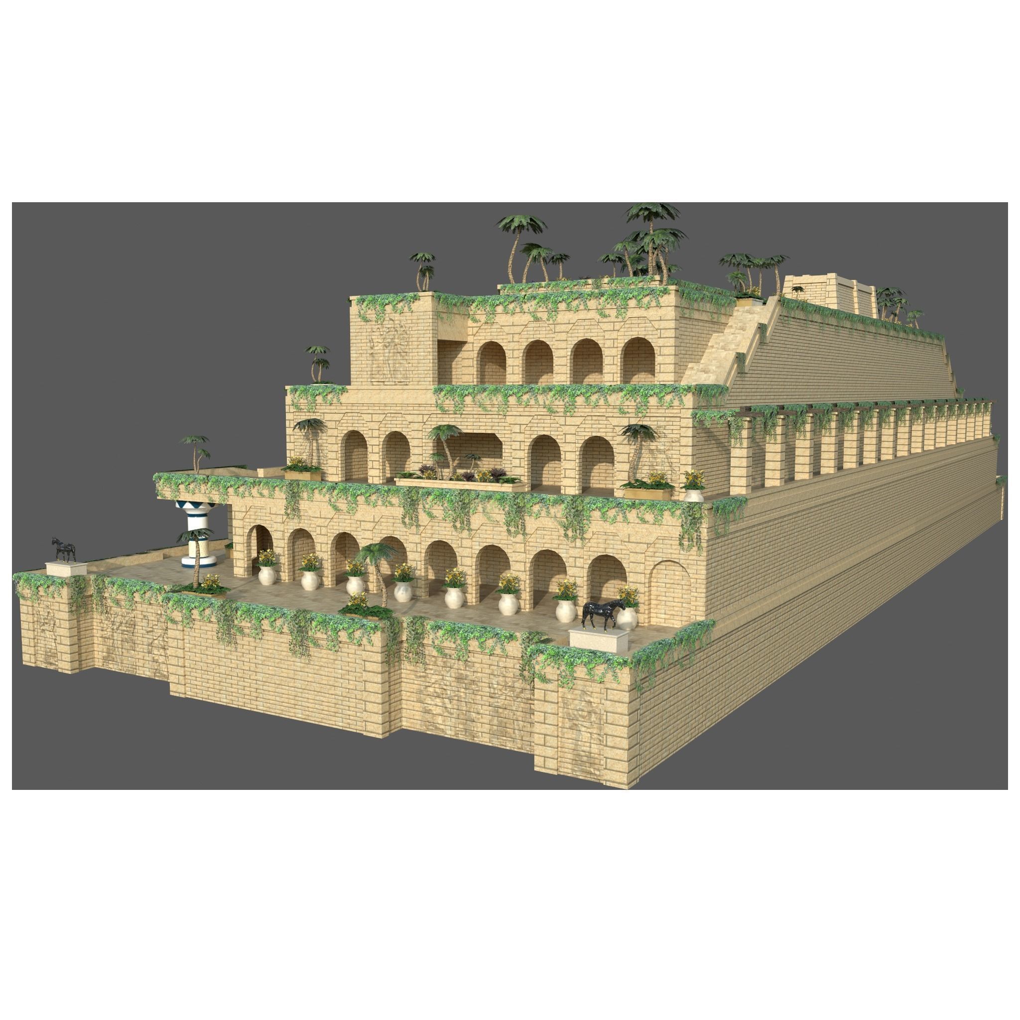 Hanging Gardens of Babylon Low-poly 3D model_5