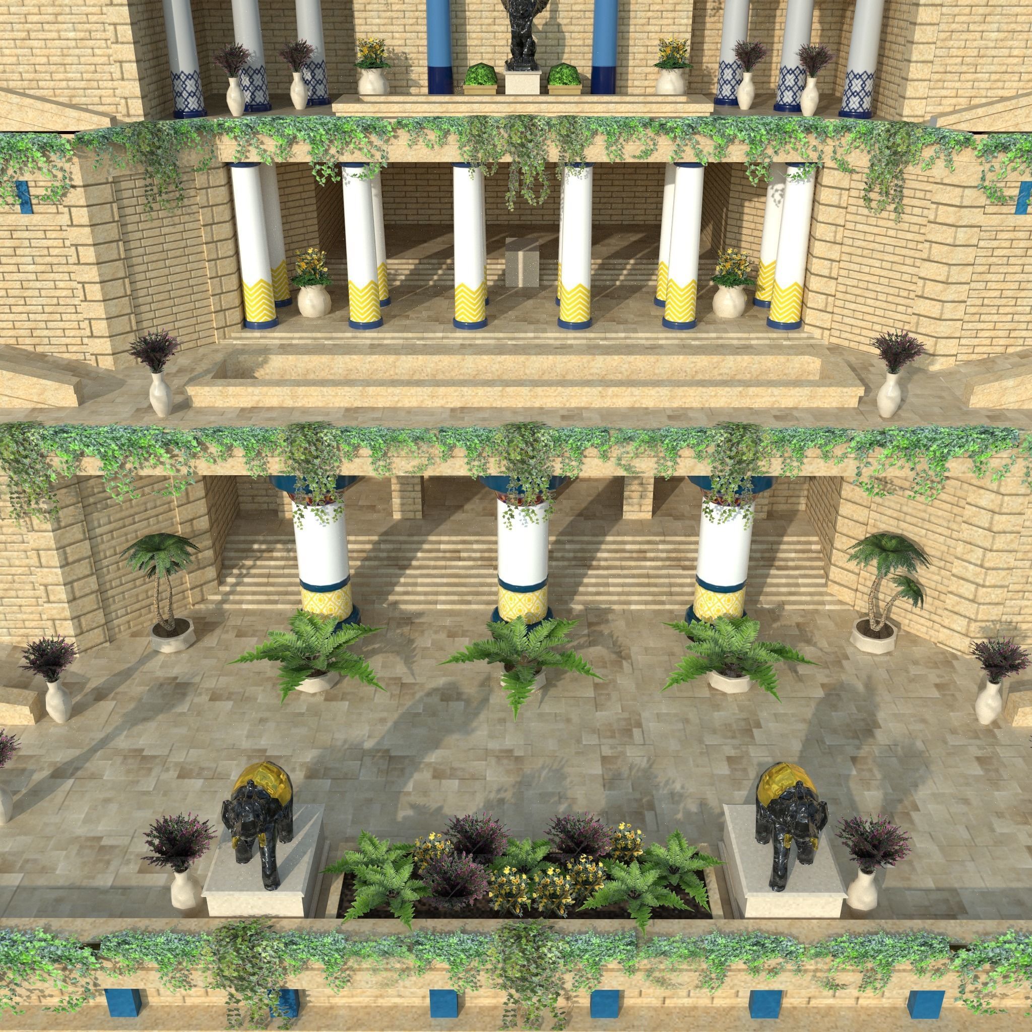 Hanging Gardens of Babylon Low-poly 3D model_8