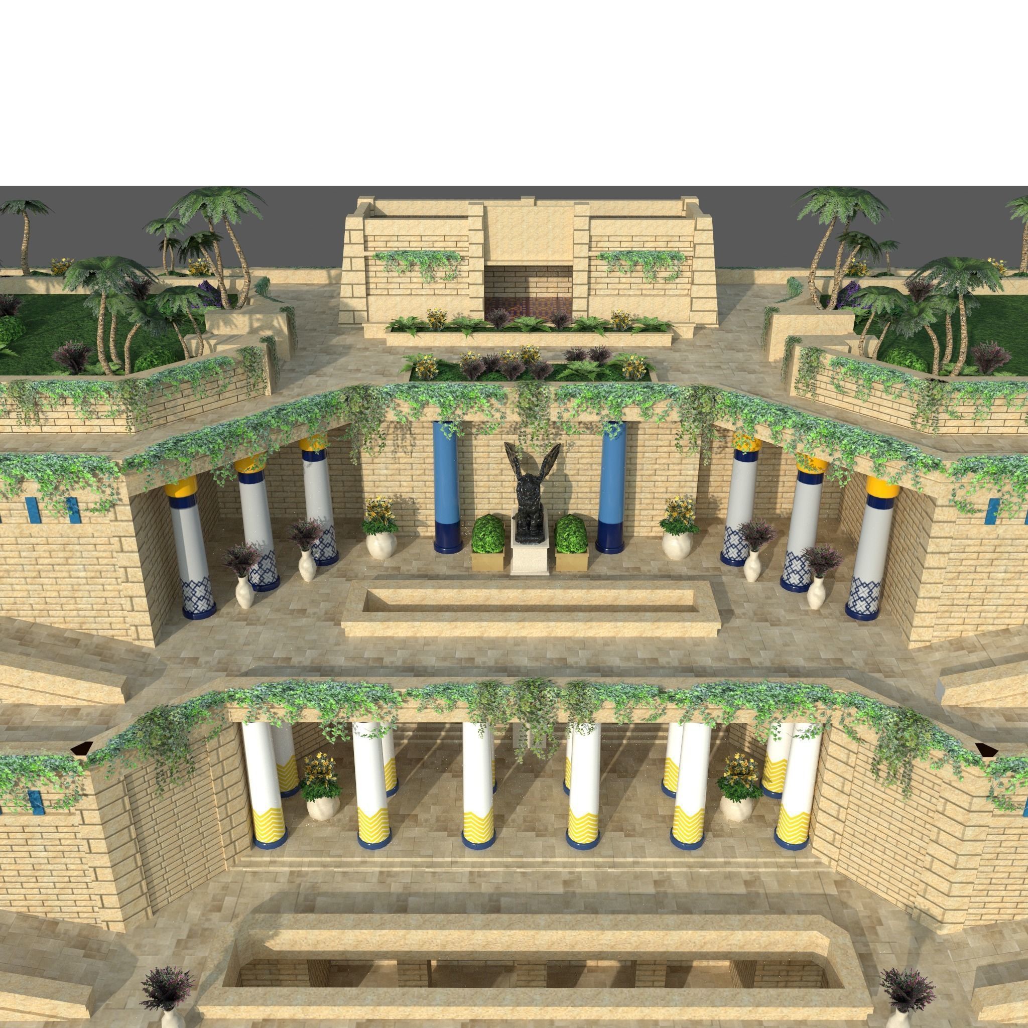 Hanging Gardens of Babylon Low-poly 3D model_10