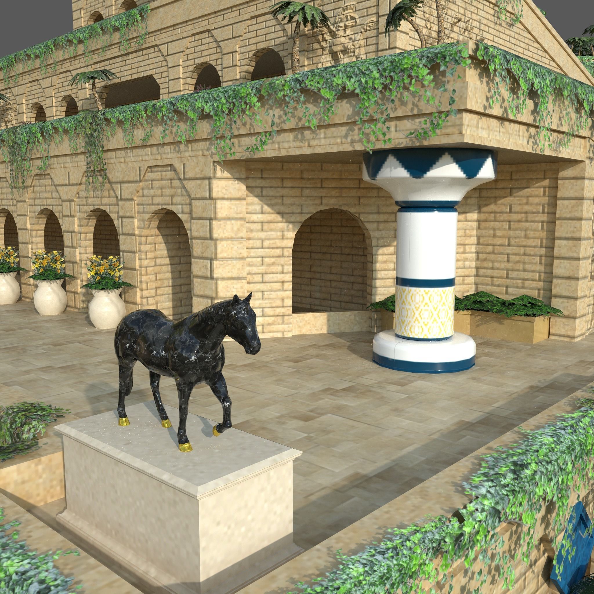 Hanging Gardens of Babylon Low-poly 3D model_9