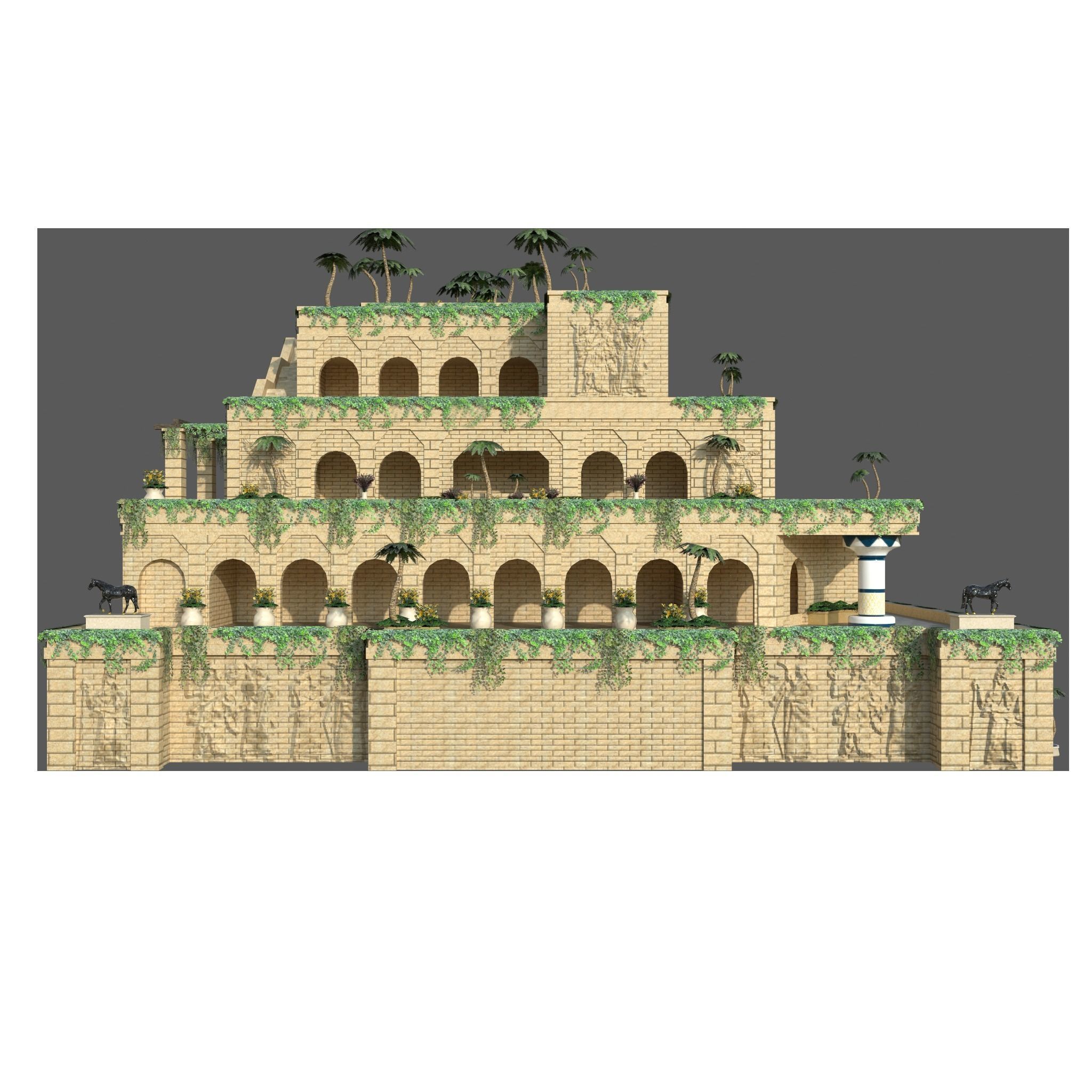 Hanging Gardens of Babylon Low-poly 3D model_3