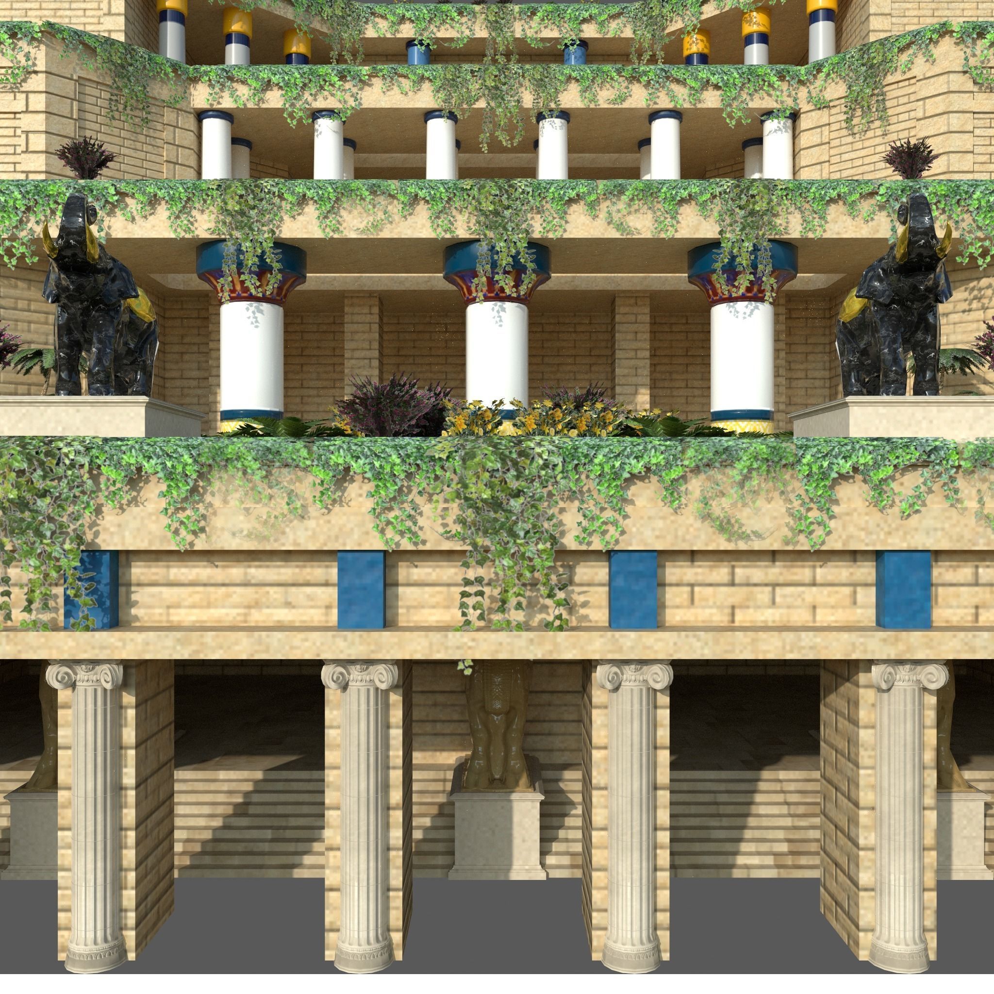 Hanging Gardens of Babylon Low-poly 3D model_7