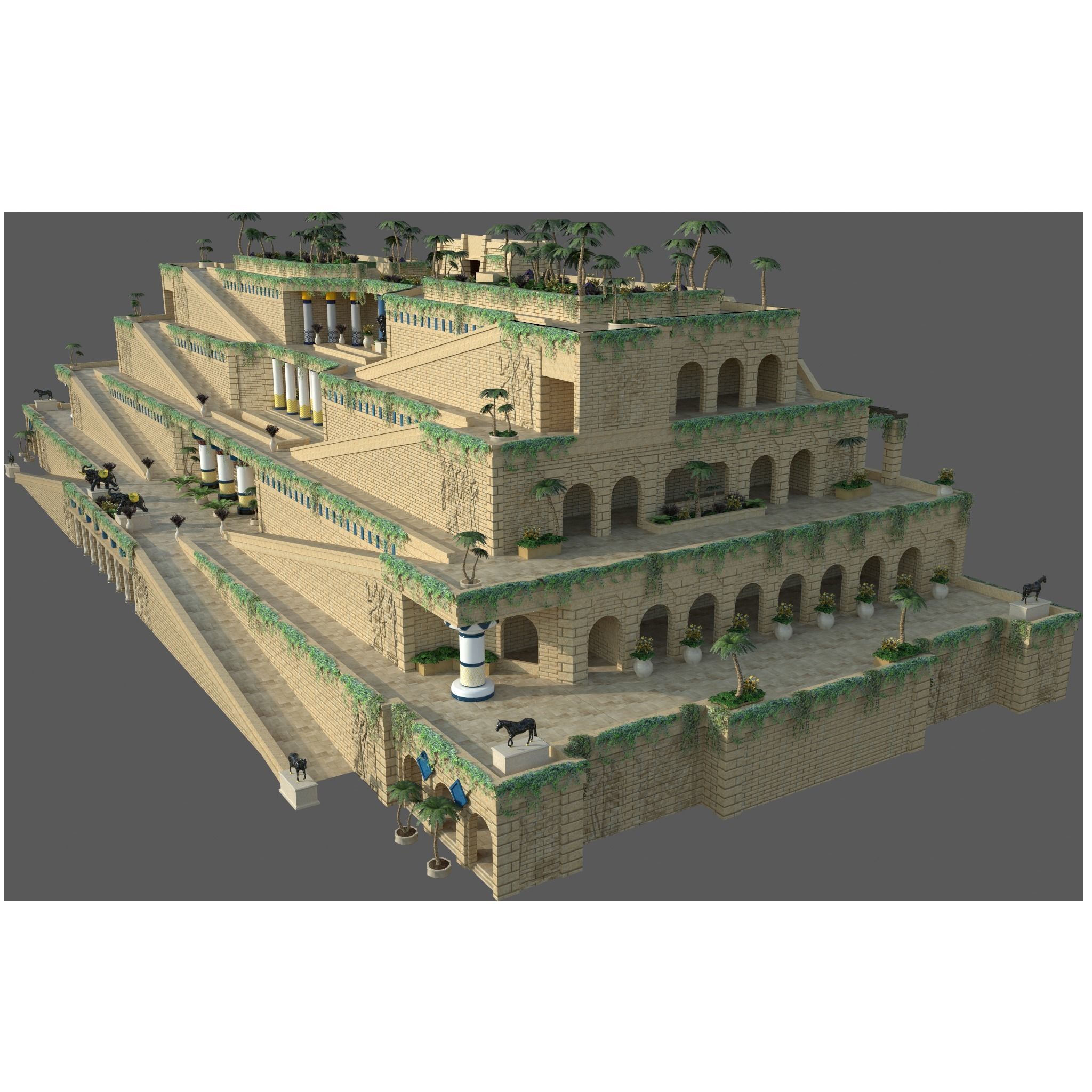 Hanging Gardens of Babylon Low-poly 3D model_0