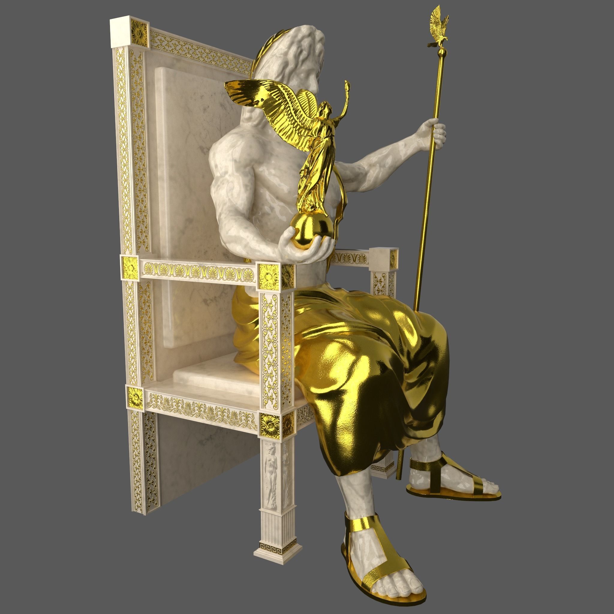 Zeus Statue Low-poly 3D model_1