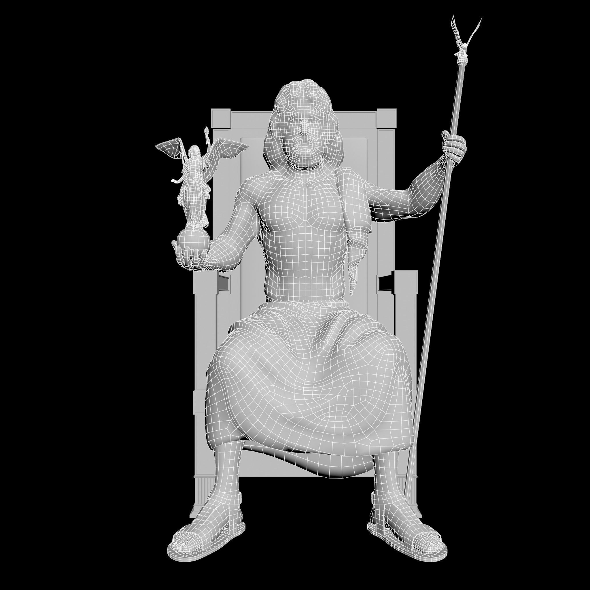 Zeus Statue Low-poly 3D model_6