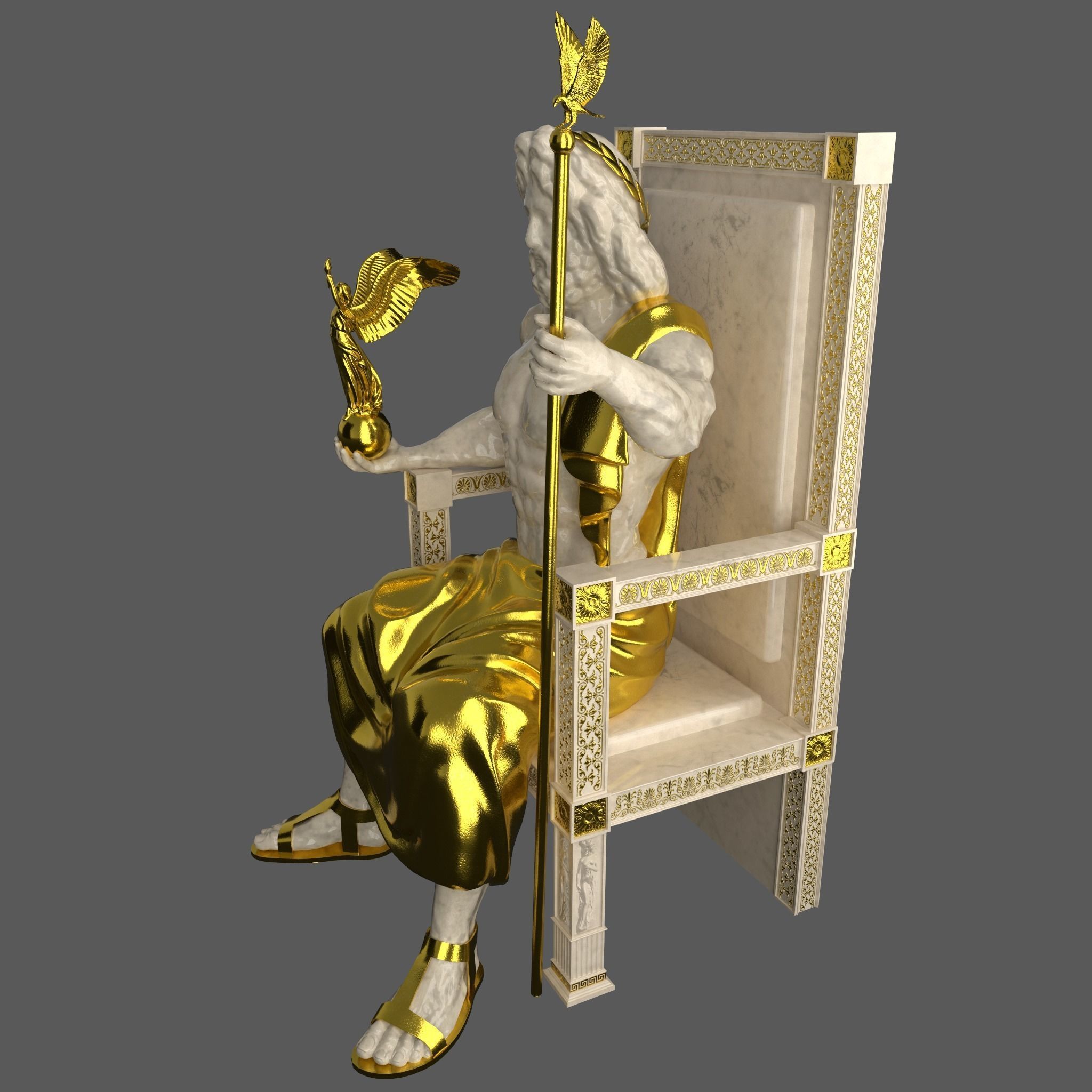 Zeus Statue Low-poly 3D model_3
