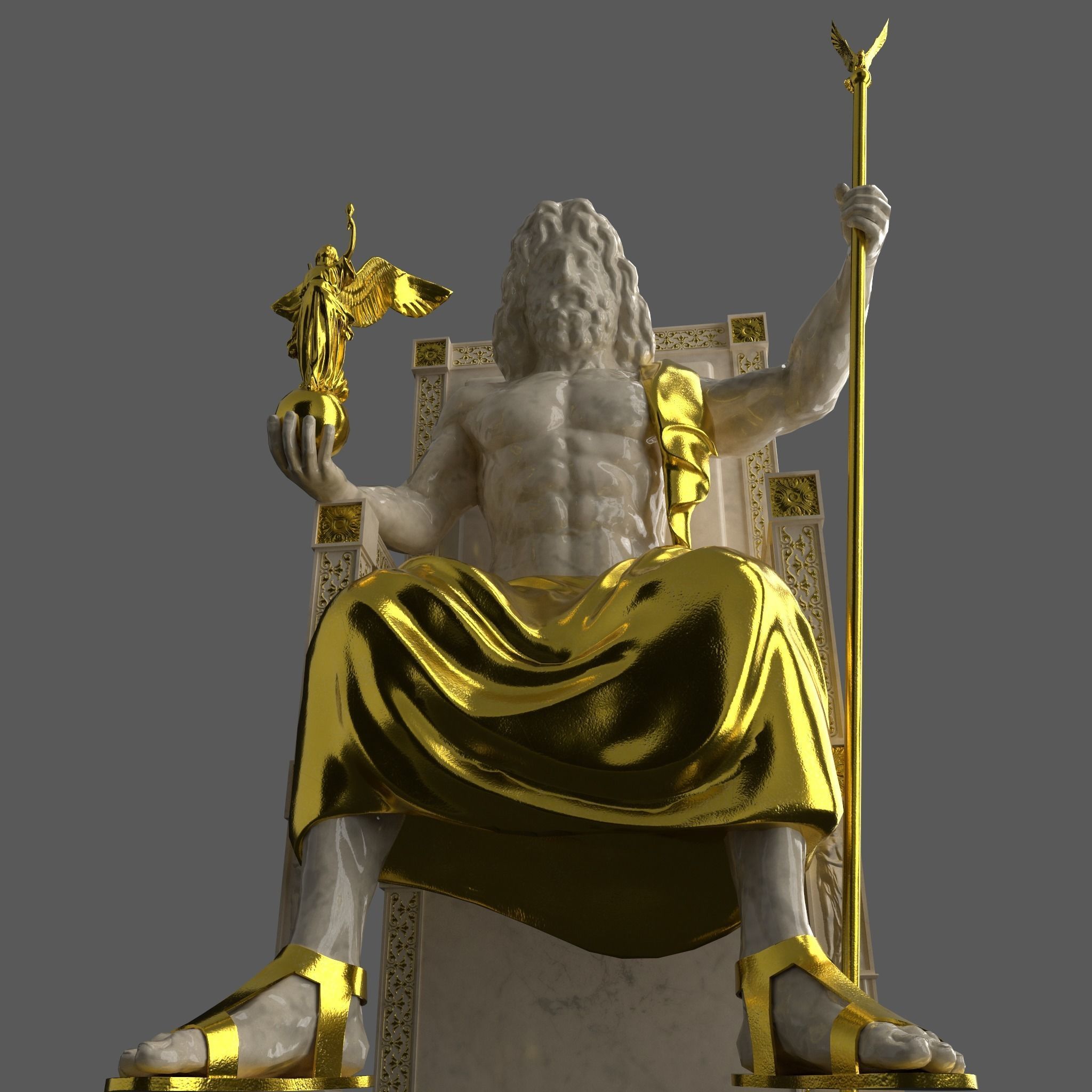 Zeus Statue Low-poly 3D model_2