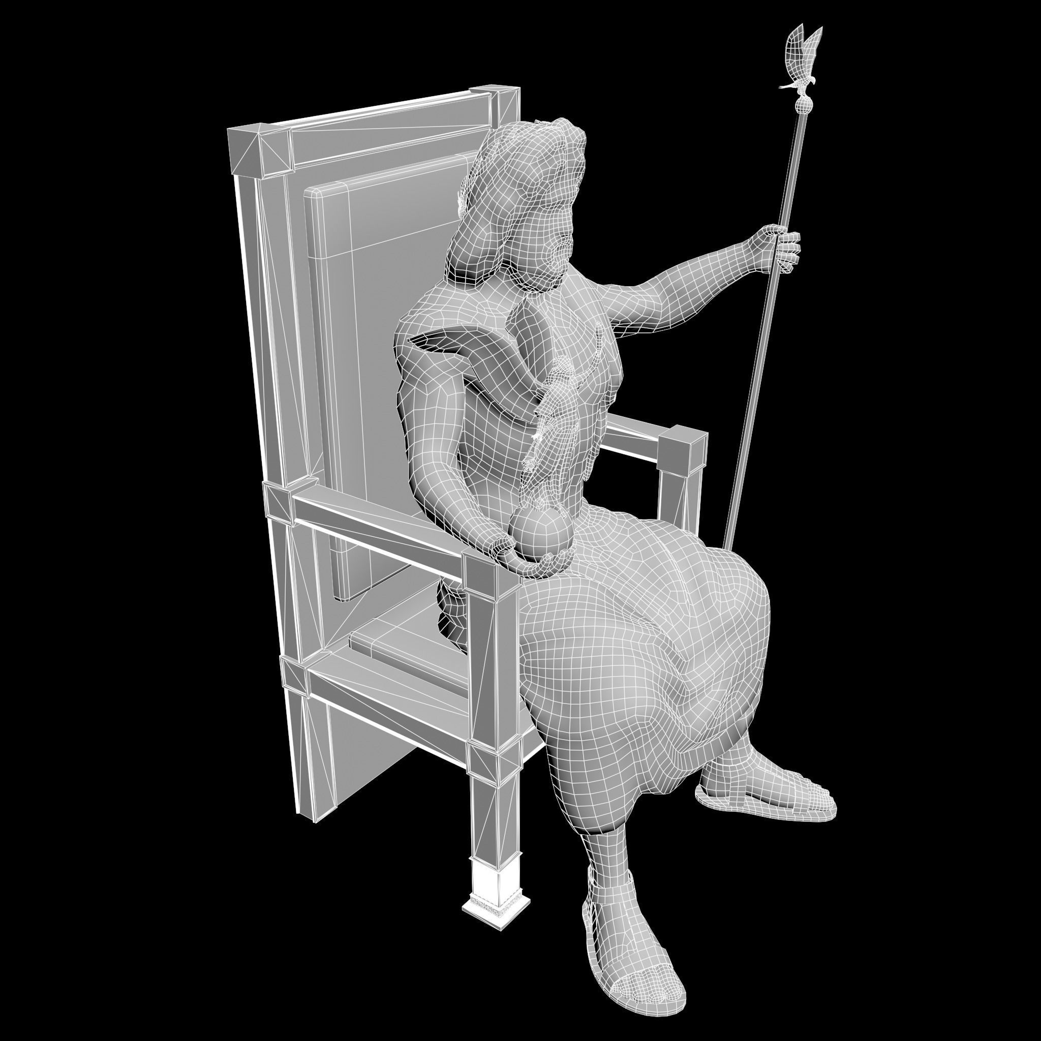 Zeus Statue Low-poly 3D model_7