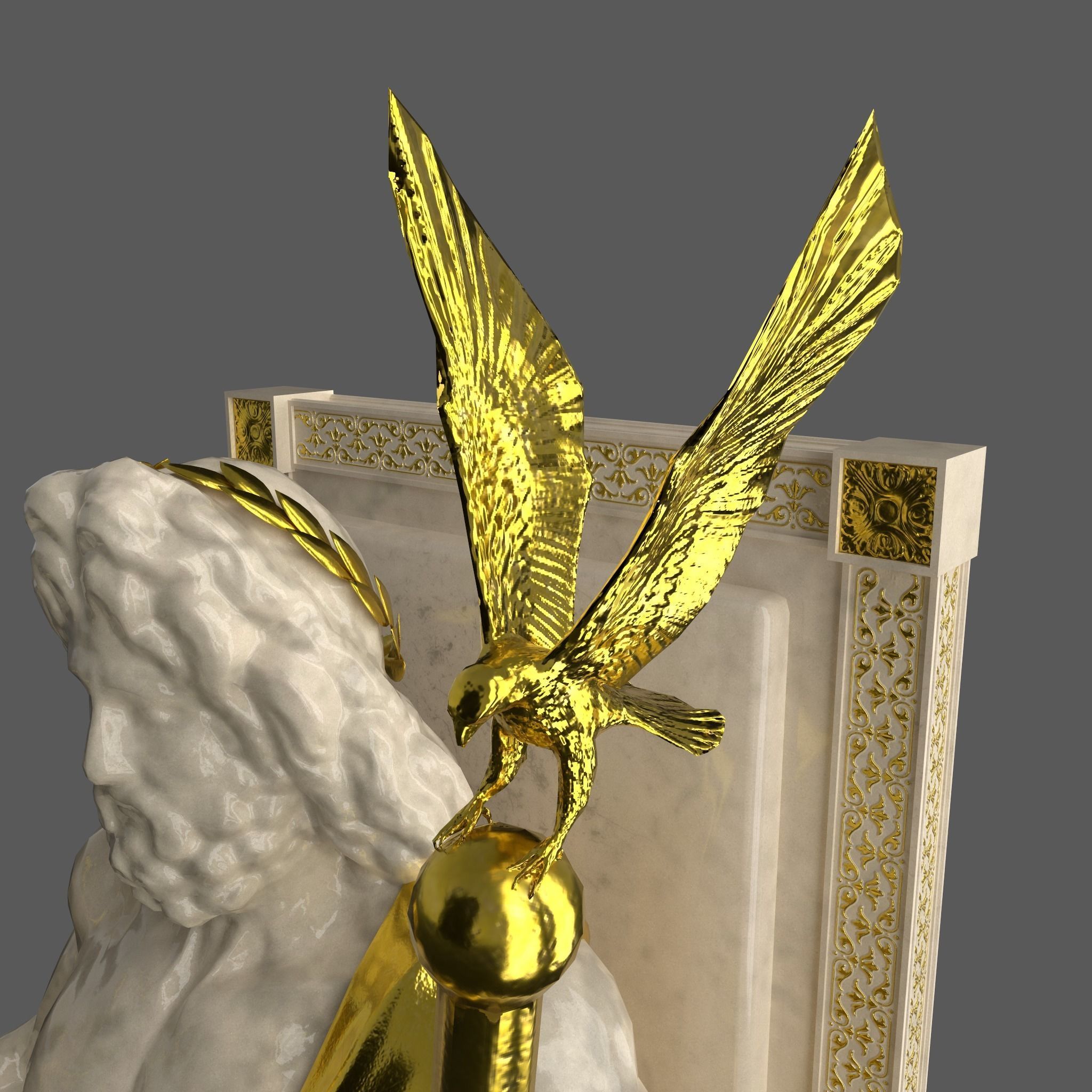 Zeus Statue Low-poly 3D model_4