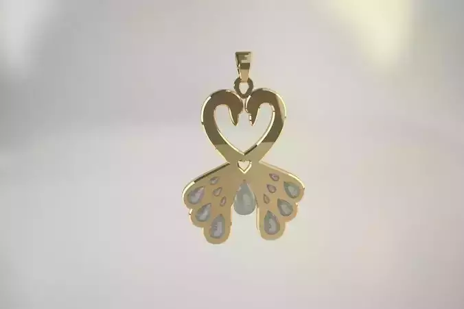 Swan Pendant Pear cut diamond 3D print model