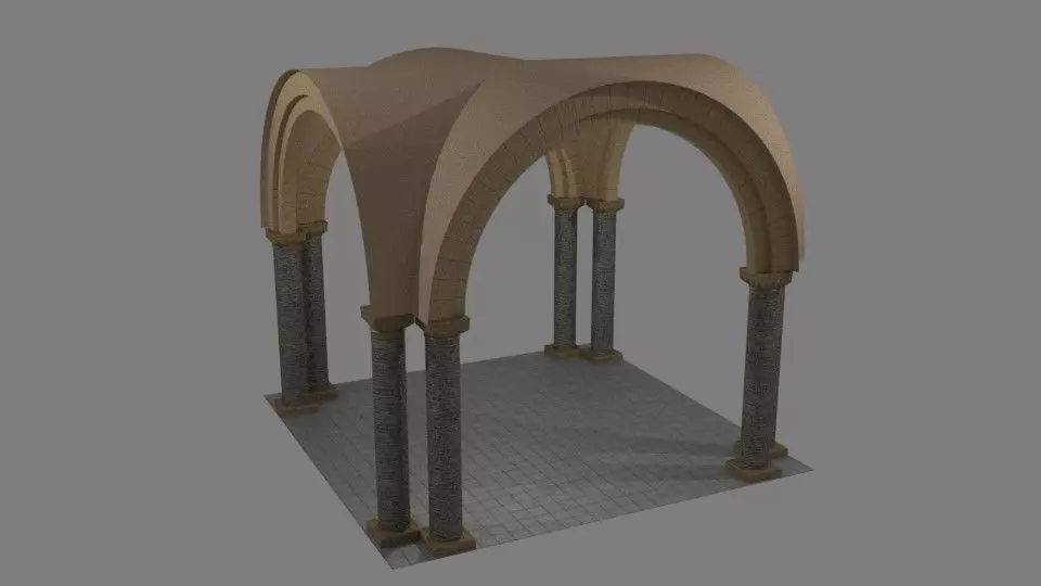 Norman Arch and pillars Low-poly 3D model