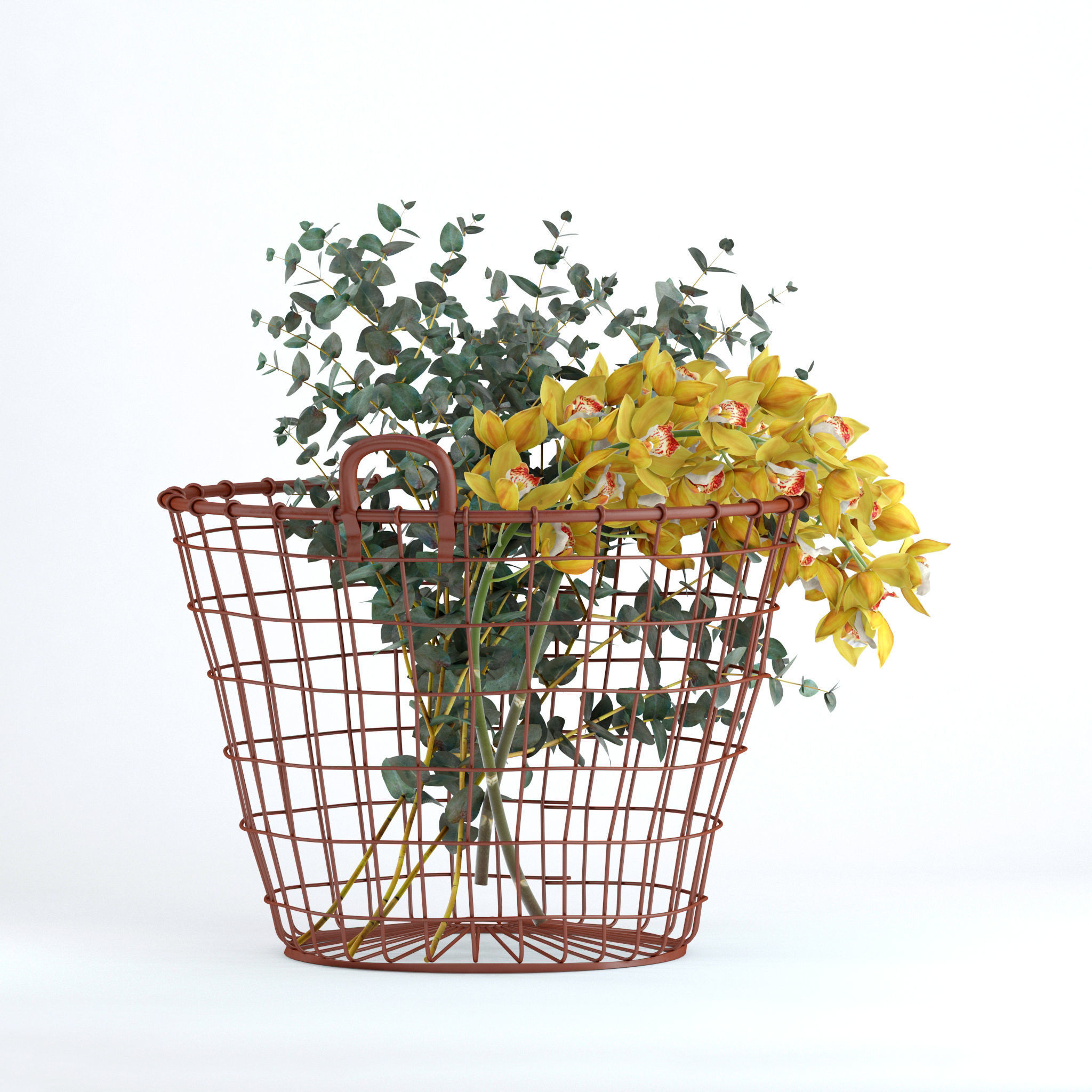 Plants in basket 3D model_2