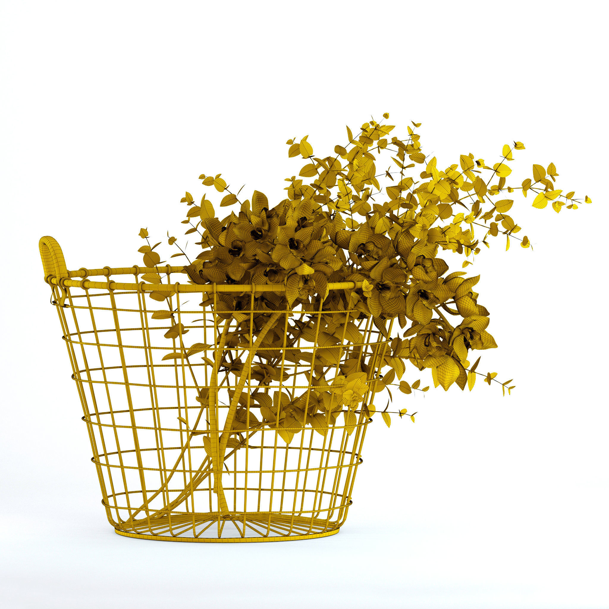 Plants in basket 3D model_10