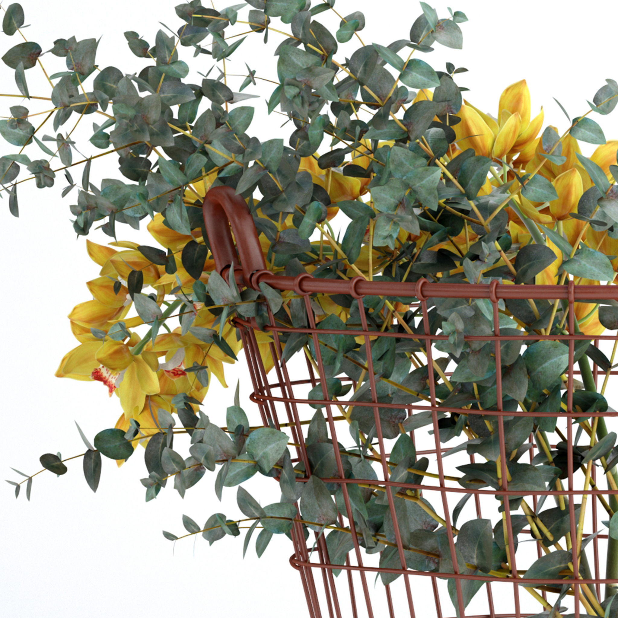 Plants in basket 3D model_8