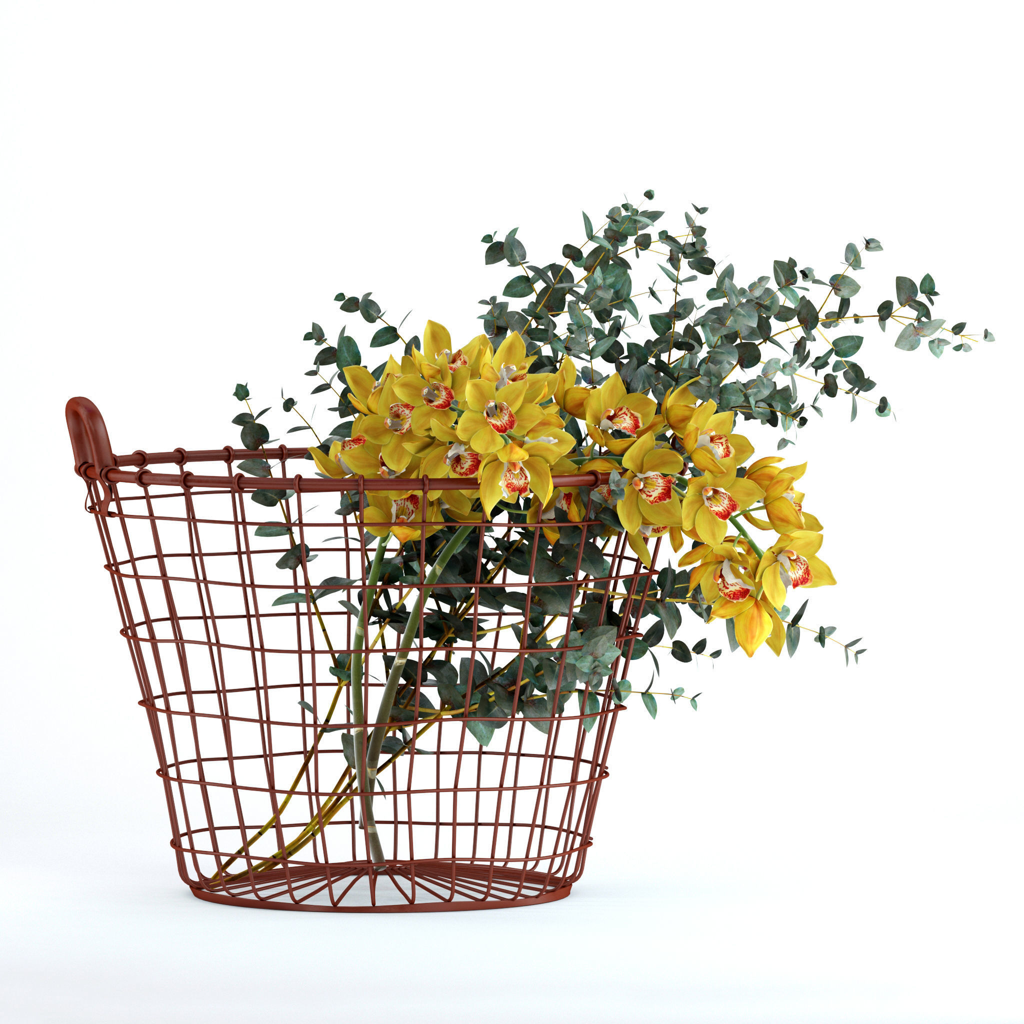 Plants in basket 3D model_1
