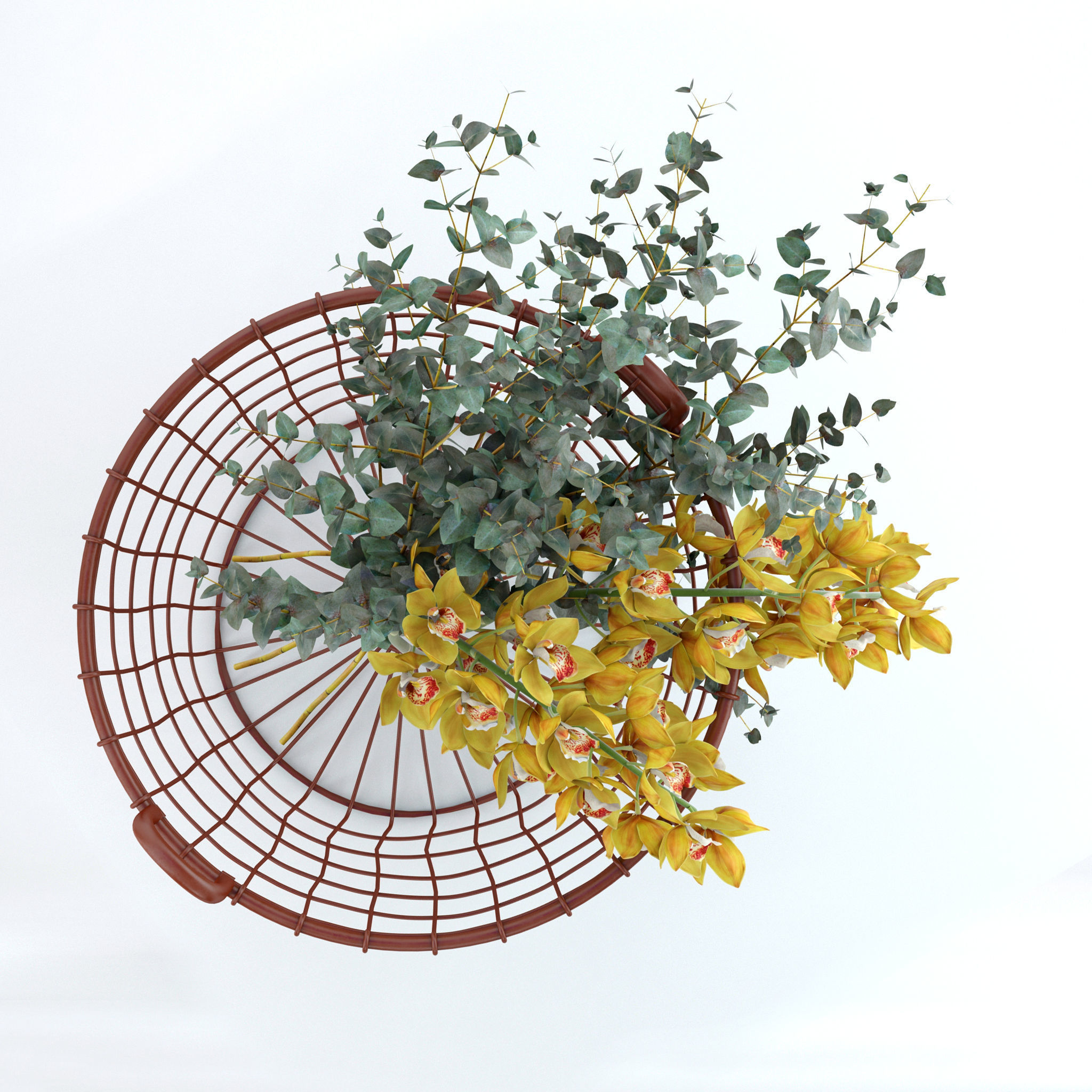 Plants in basket 3D model_7