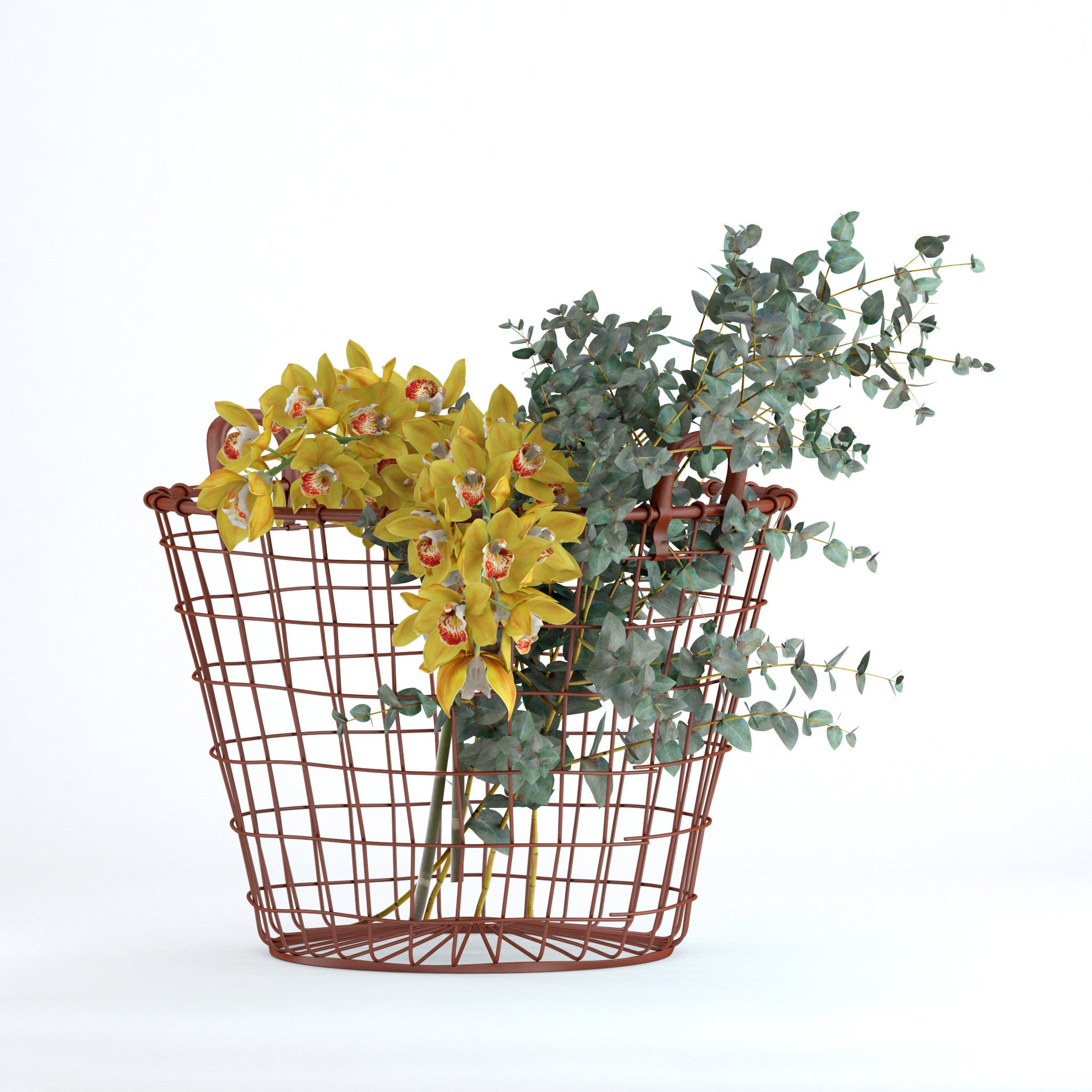 Plants in basket 3D model_6