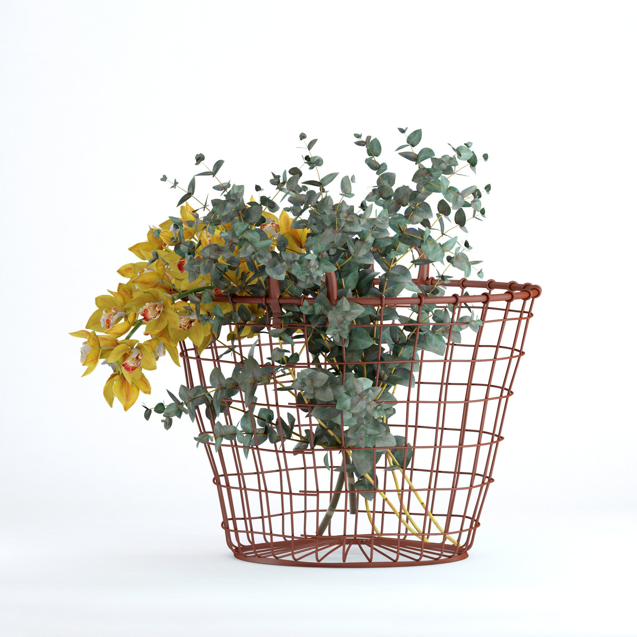 Plants in basket 3D model_5